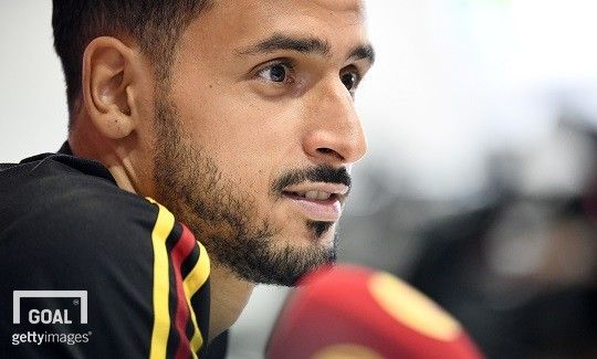 벨기에 축구 국가대표 선수 나세르 샤들리가 2018 러시아 월드컵 준결승전을 앞두고 열린 기자회견 중이다. 사진=게티이미지