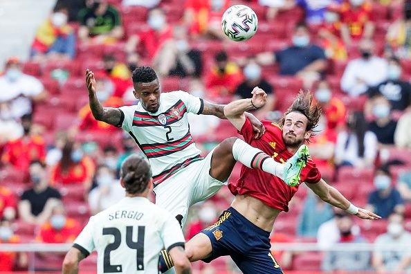 Nelson Semedo of Portugal, Fabian Ruiz of Spain during the International Friendly match between Spain v Portugal