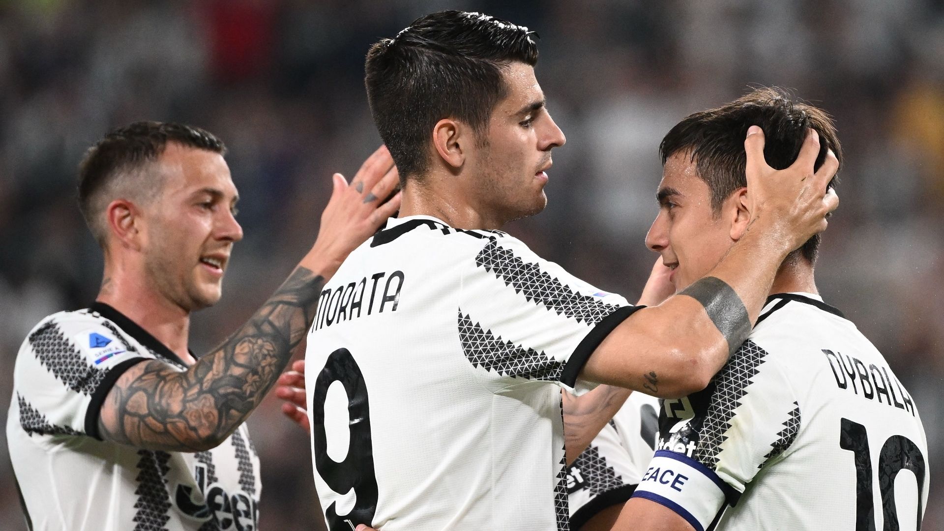 Juventus celebrate Morata goal vs Lazio, 2021-22