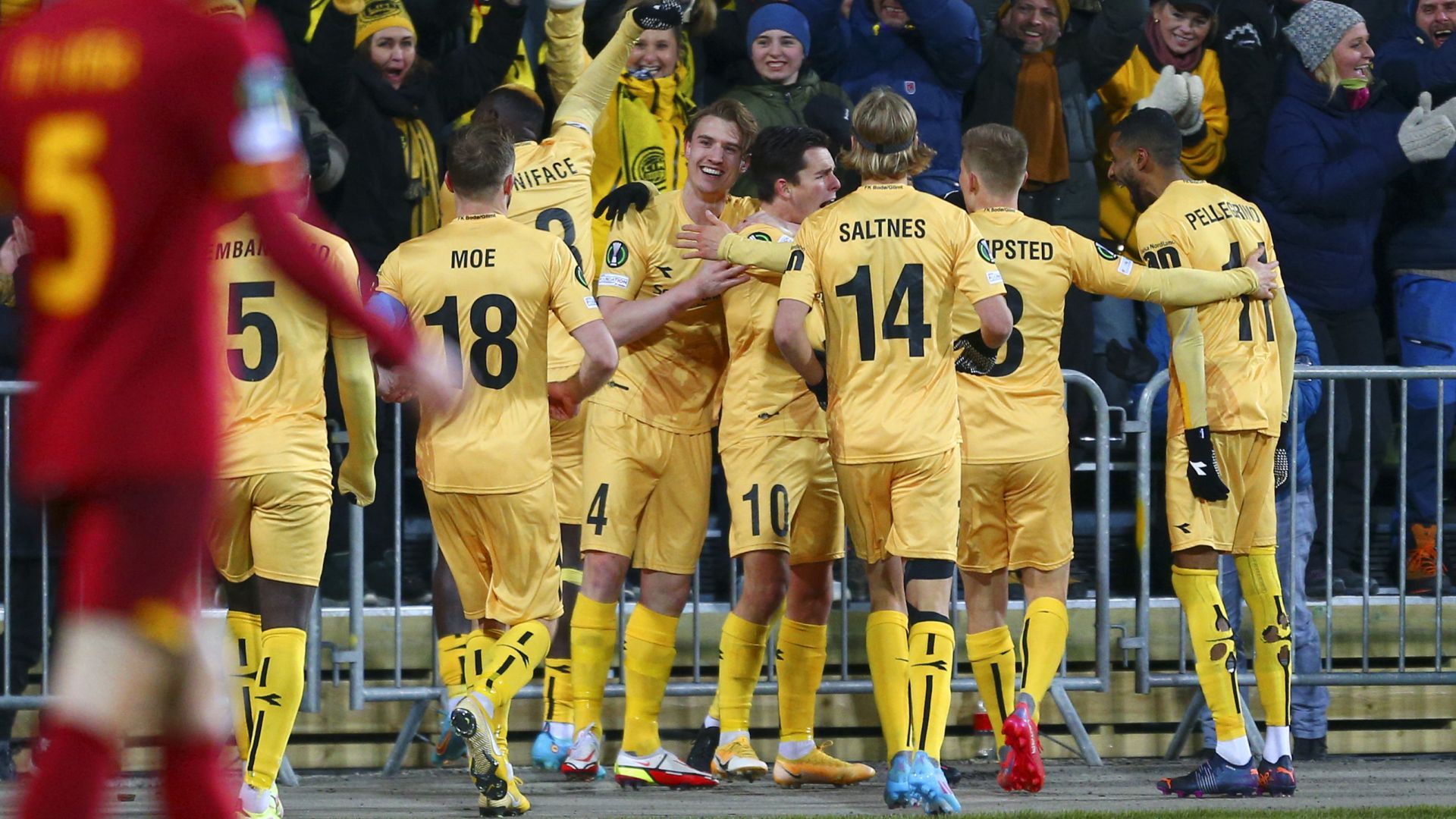 Bodo/Glimt Players celebrating Bodo/Glimt Roma Conference League