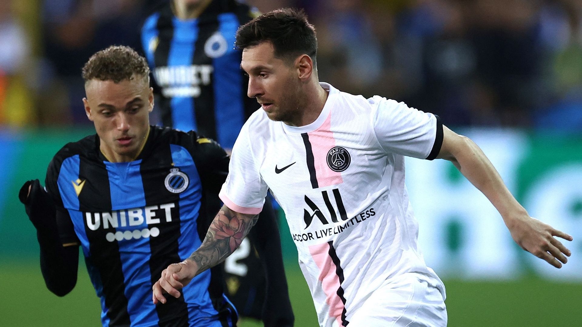 Lionel Messi, Noa Lang, Club Brugge vs PSG 2021-22