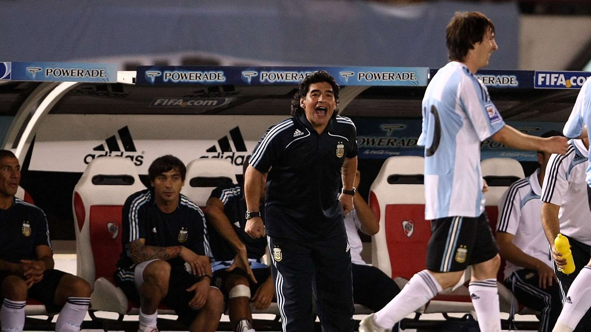 Diego Maradona Lionel Messi Argentina Venezuela Eliminatorias 28032009