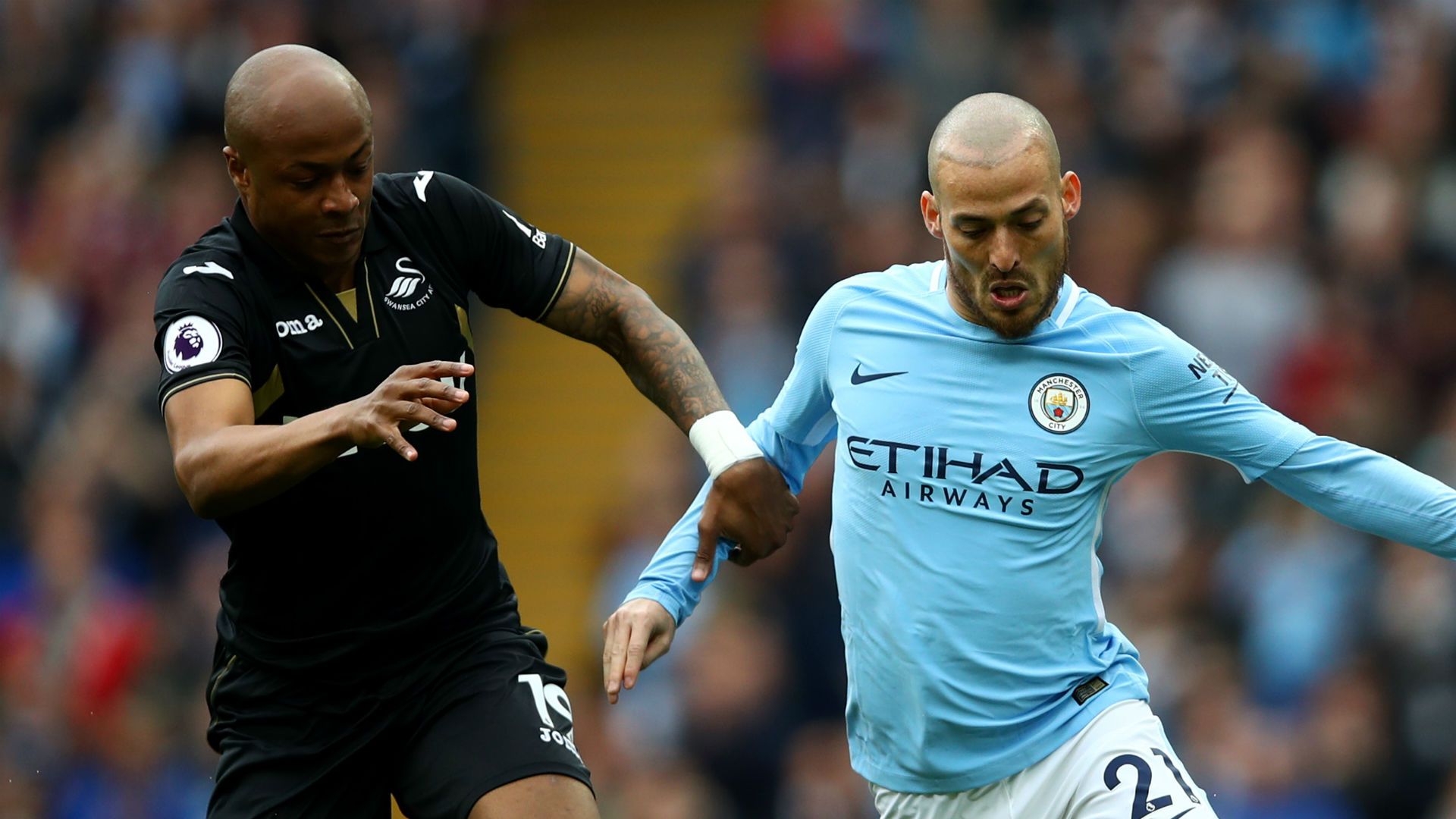 Andre Ayew Swansea David Silva Manchester City