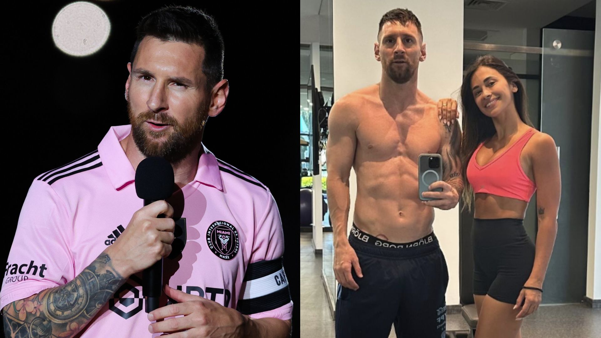 Lionel Messi shared a photo of himself and his wife Antonela Roccuzzo in the gym.