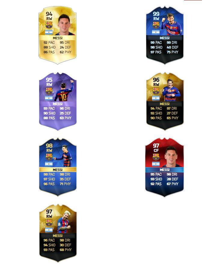 Cartas Messi FIFA