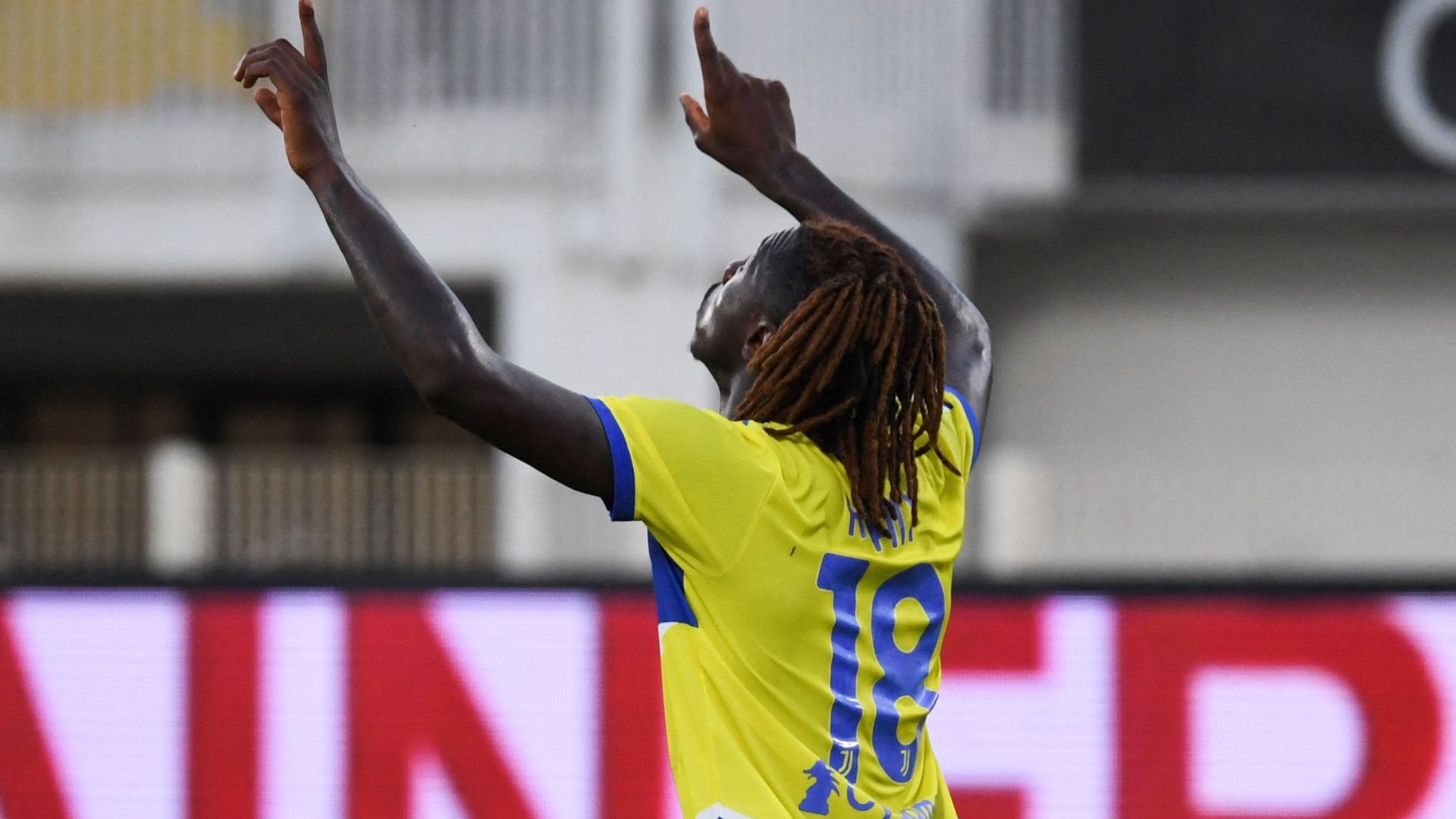 Kean celebrating Spezia Juventus Serie A