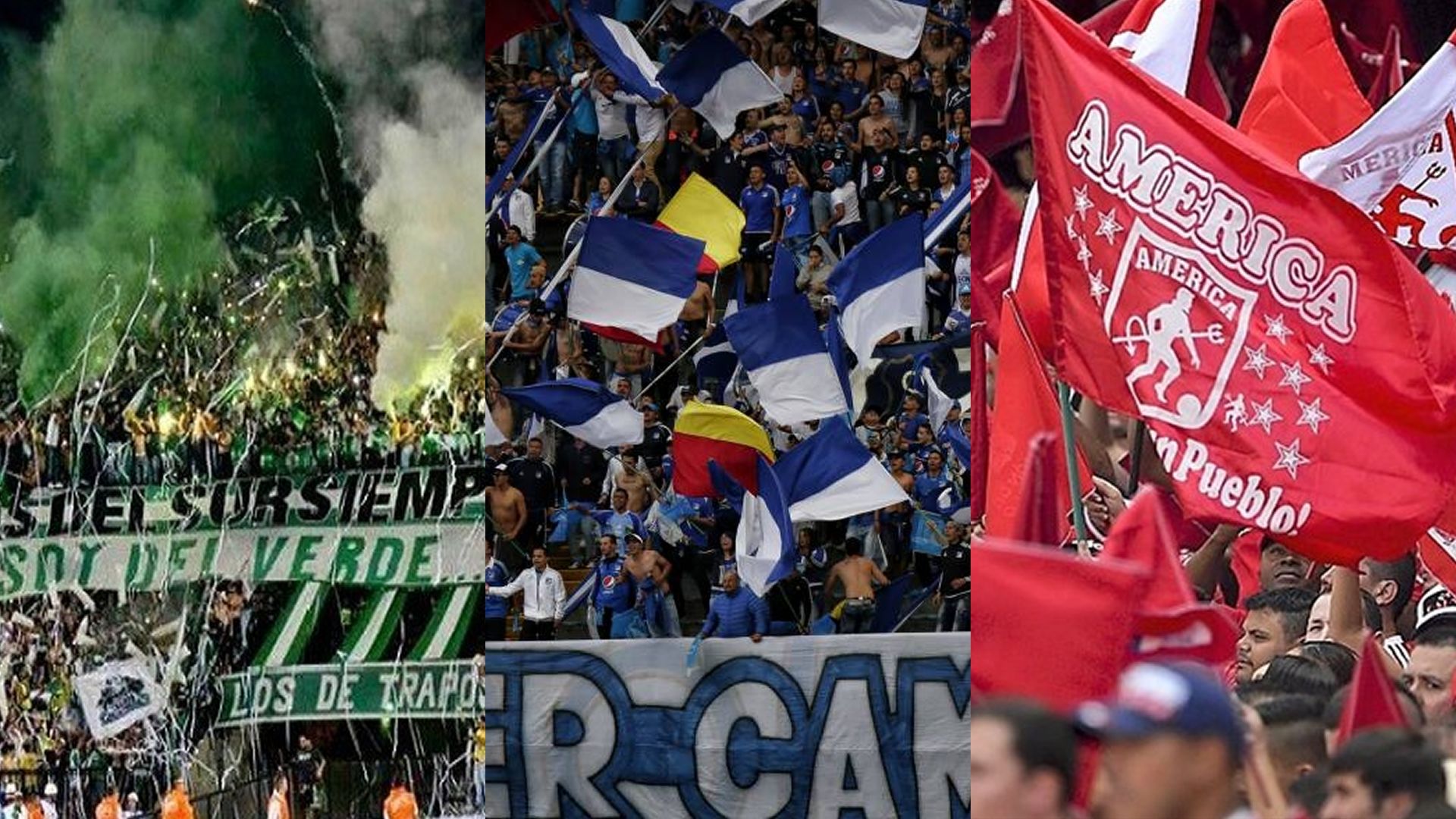Hinchadas Atlético Nacional Millonarios América de Cali