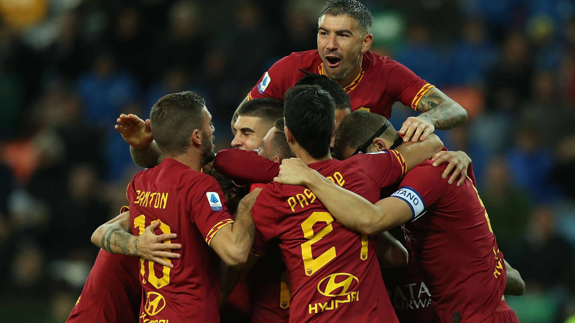 Roma celebrating Udinese Serie A