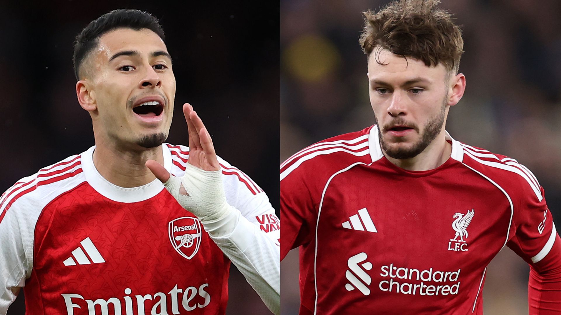 Gabriel Martinelli Conor Bradley Arsenal Liverpool 2025-26