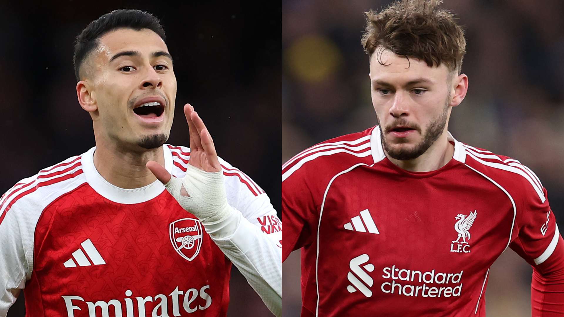 Gabriel Martinelli Conor Bradley Arsenal Liverpool 2025-26