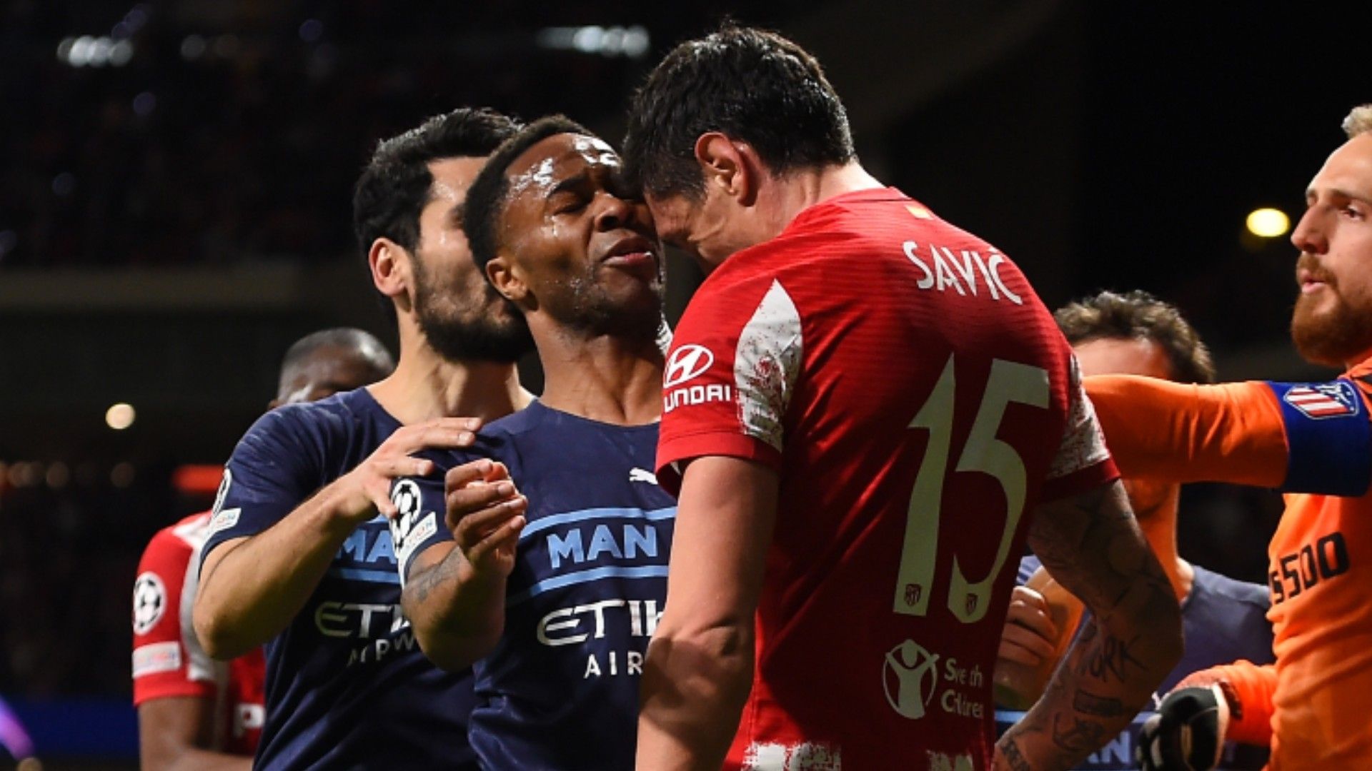 Stefan Savic Raheem Sterling Atletico Madrid Manchester City GFX