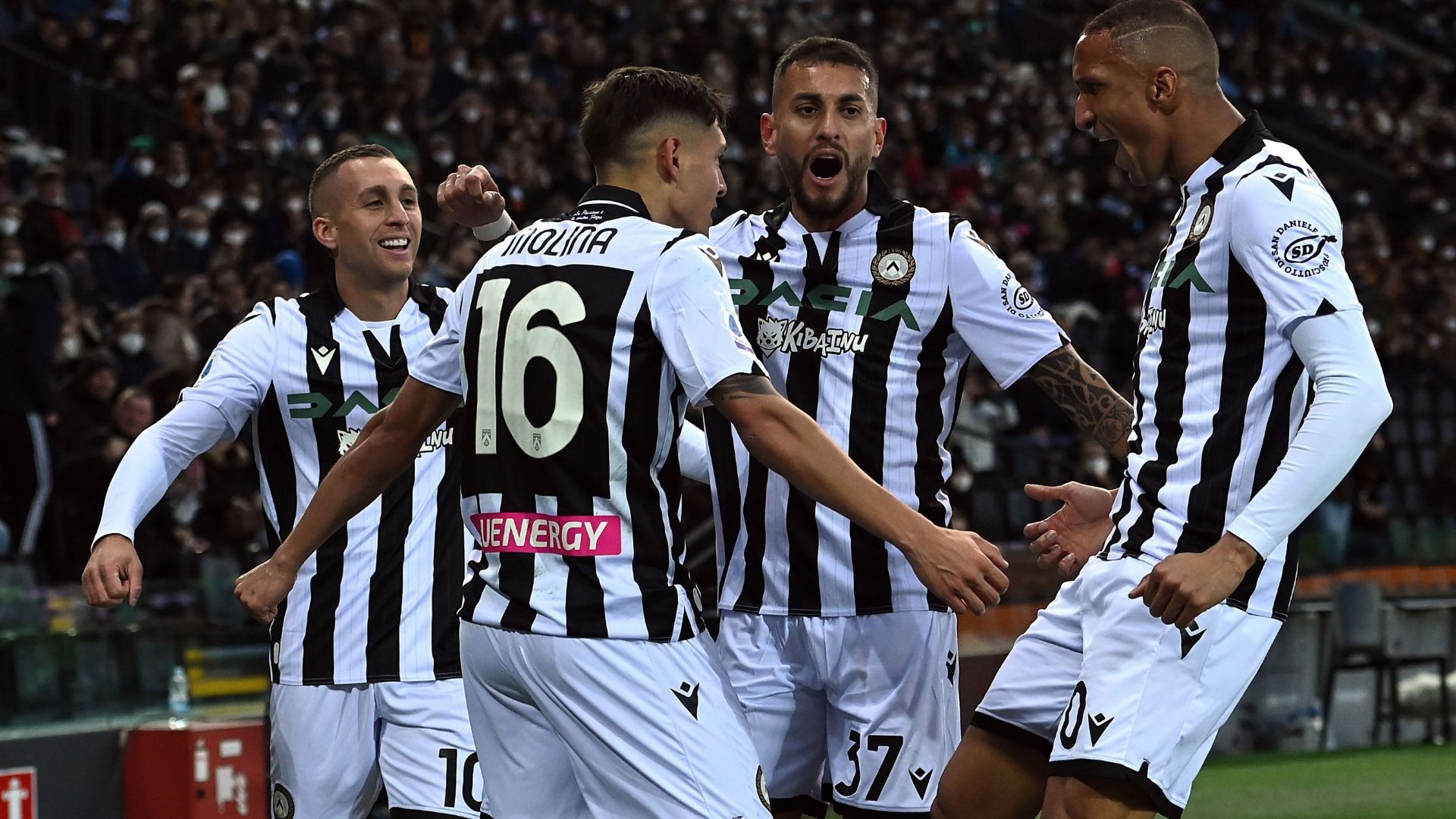 Udinese celebrating Roma Serie A