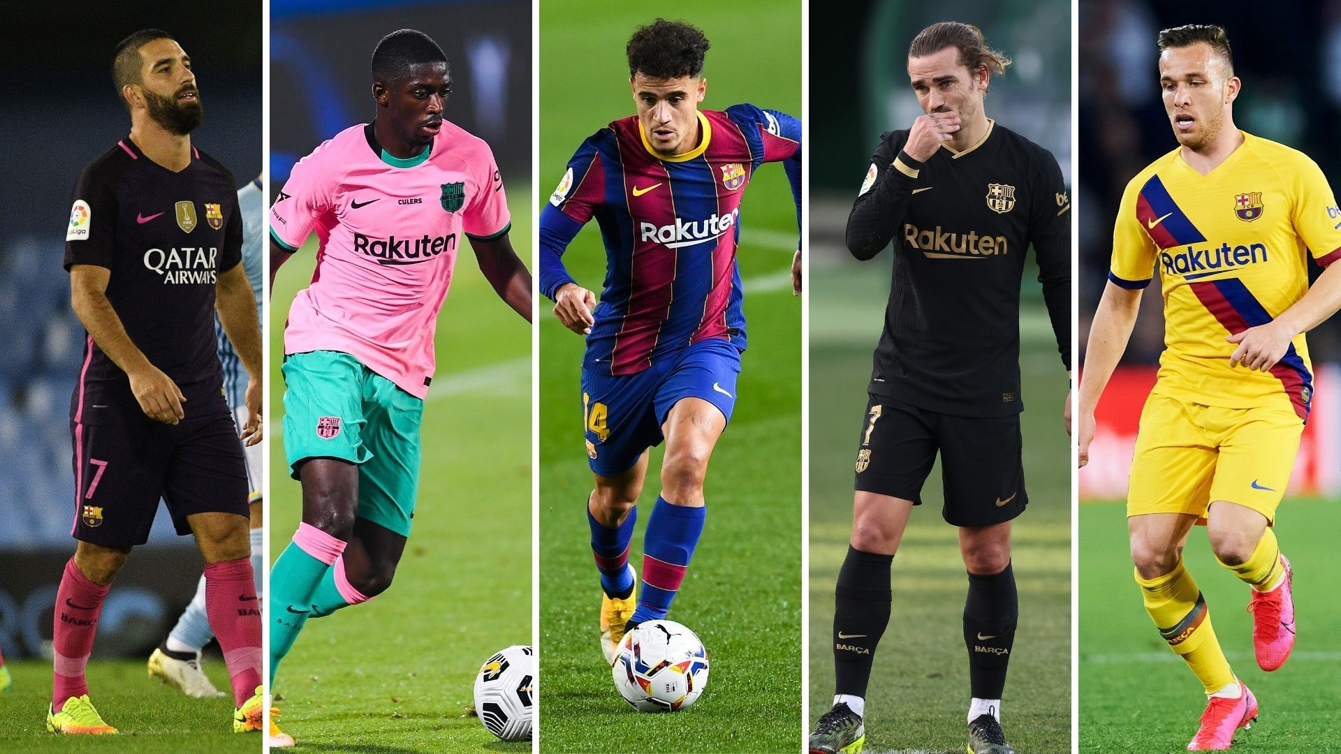 Arda Turan, Dembélé, Coutinho, Griezmann y Arthur, Barcelona