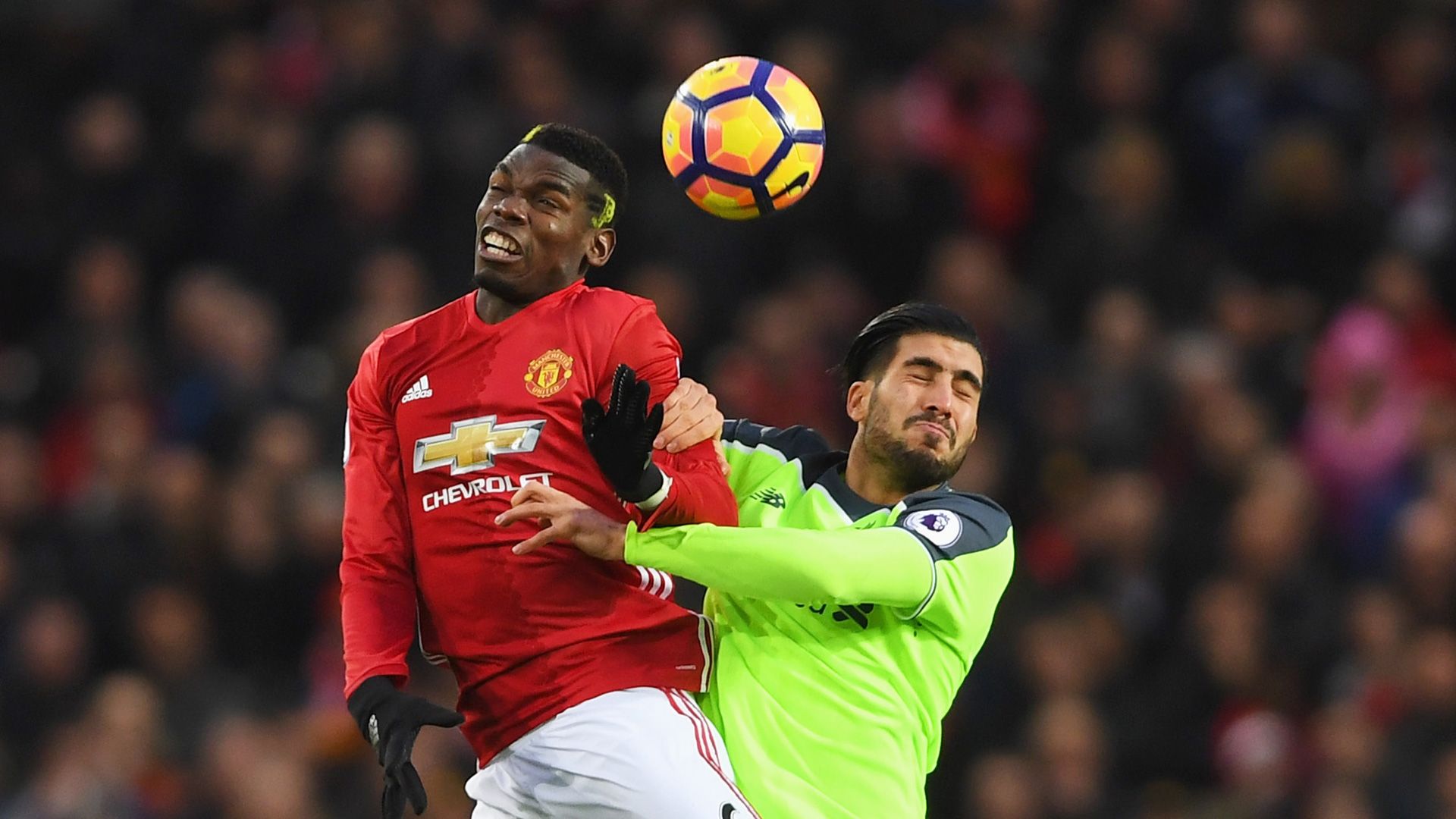 Paul Pogba Emre Can Manchester United Liverpool Premier League 15012017