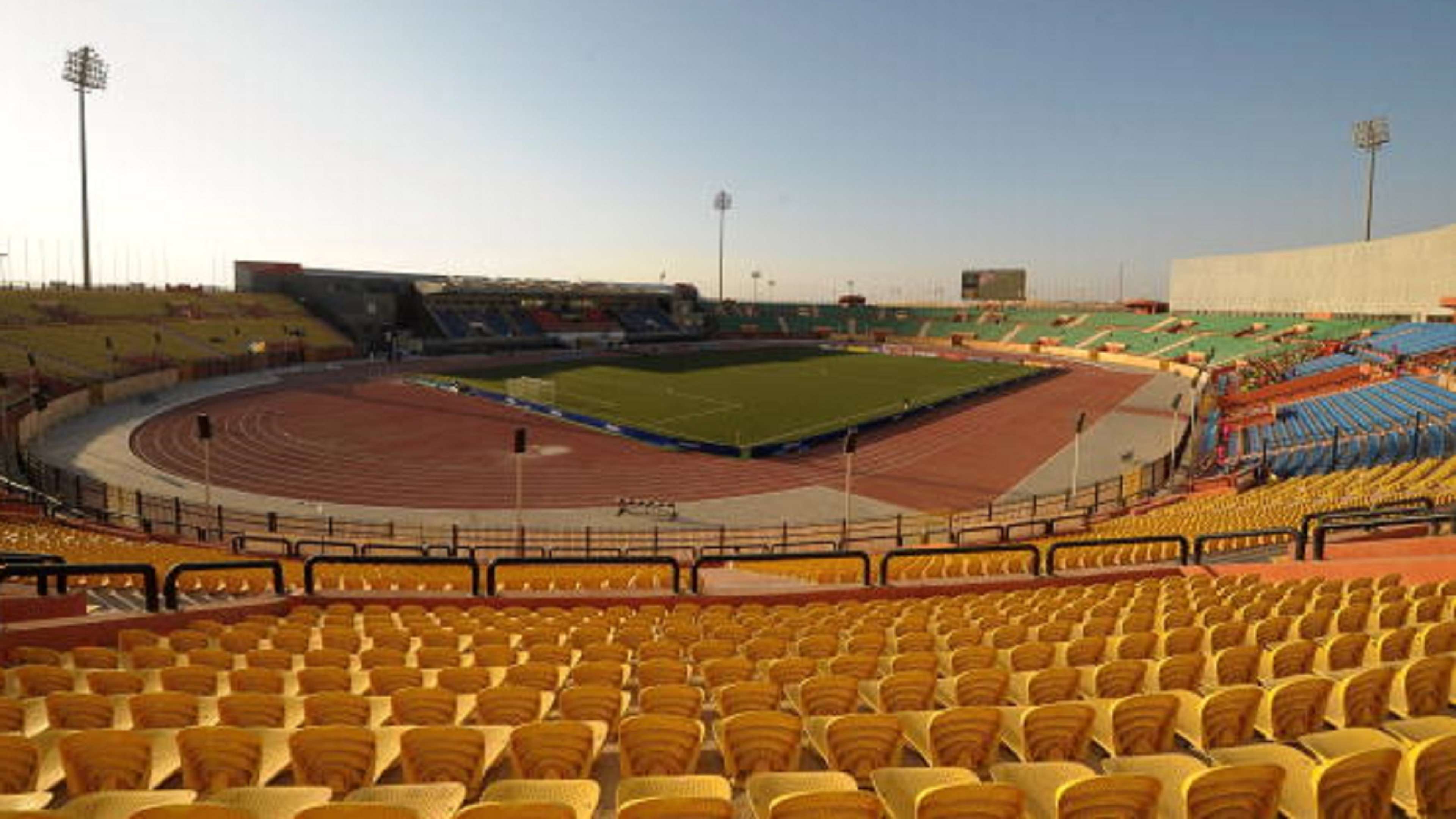 A general view of the outside of the Al Salam Stadium