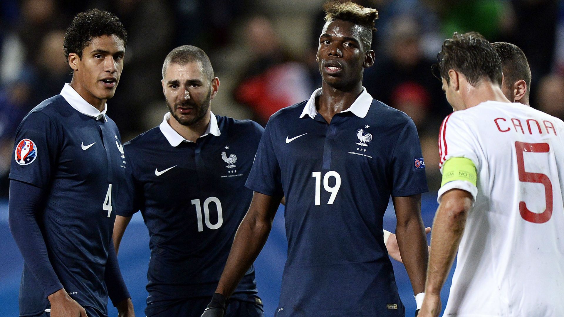Raphael Varane Karim Benzema Paul Pogba France Albania Friendly 14112014