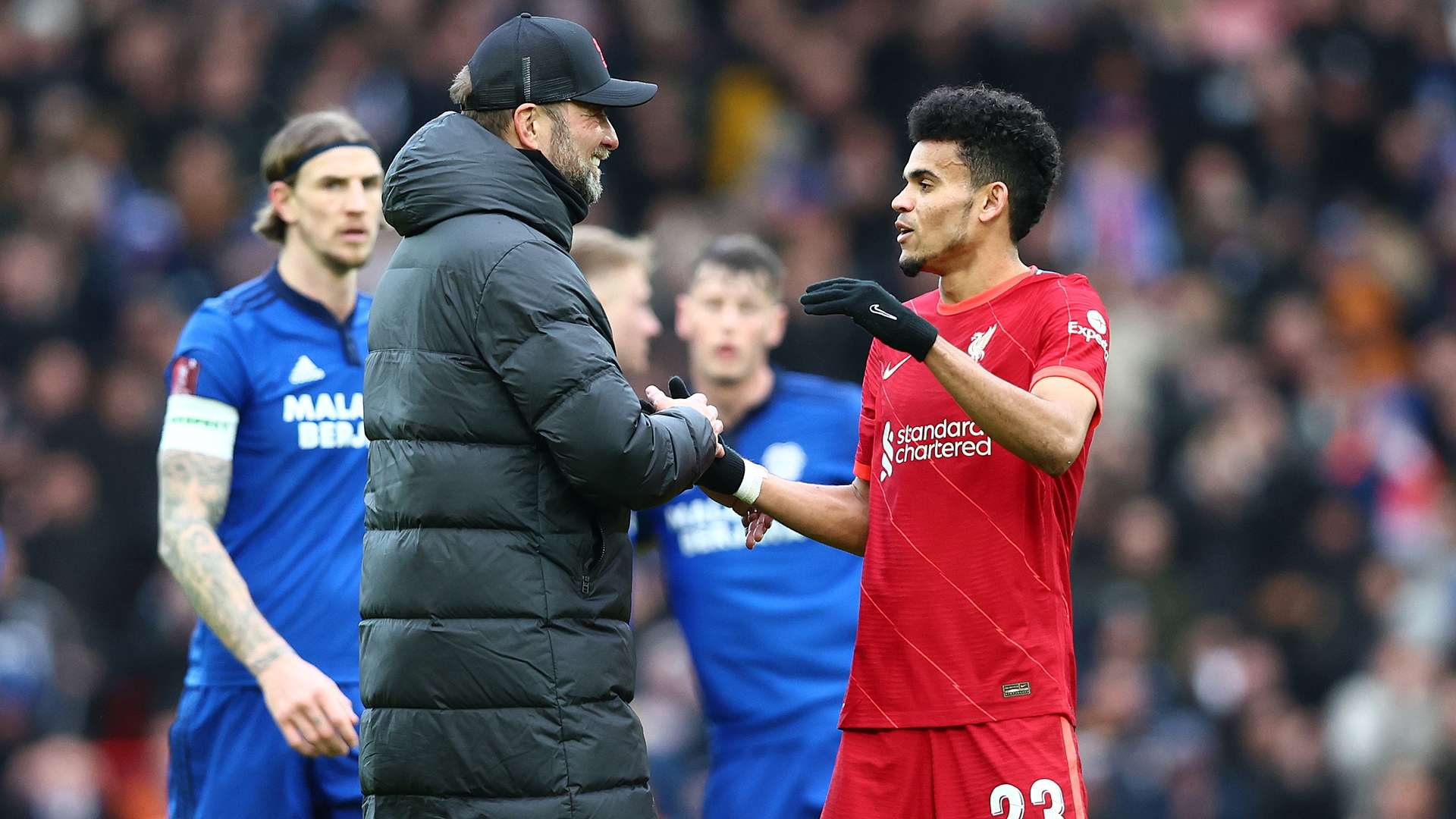 Jurgen Klopp Luis Diaz Liverpool Cardiff FA Cup 06022022