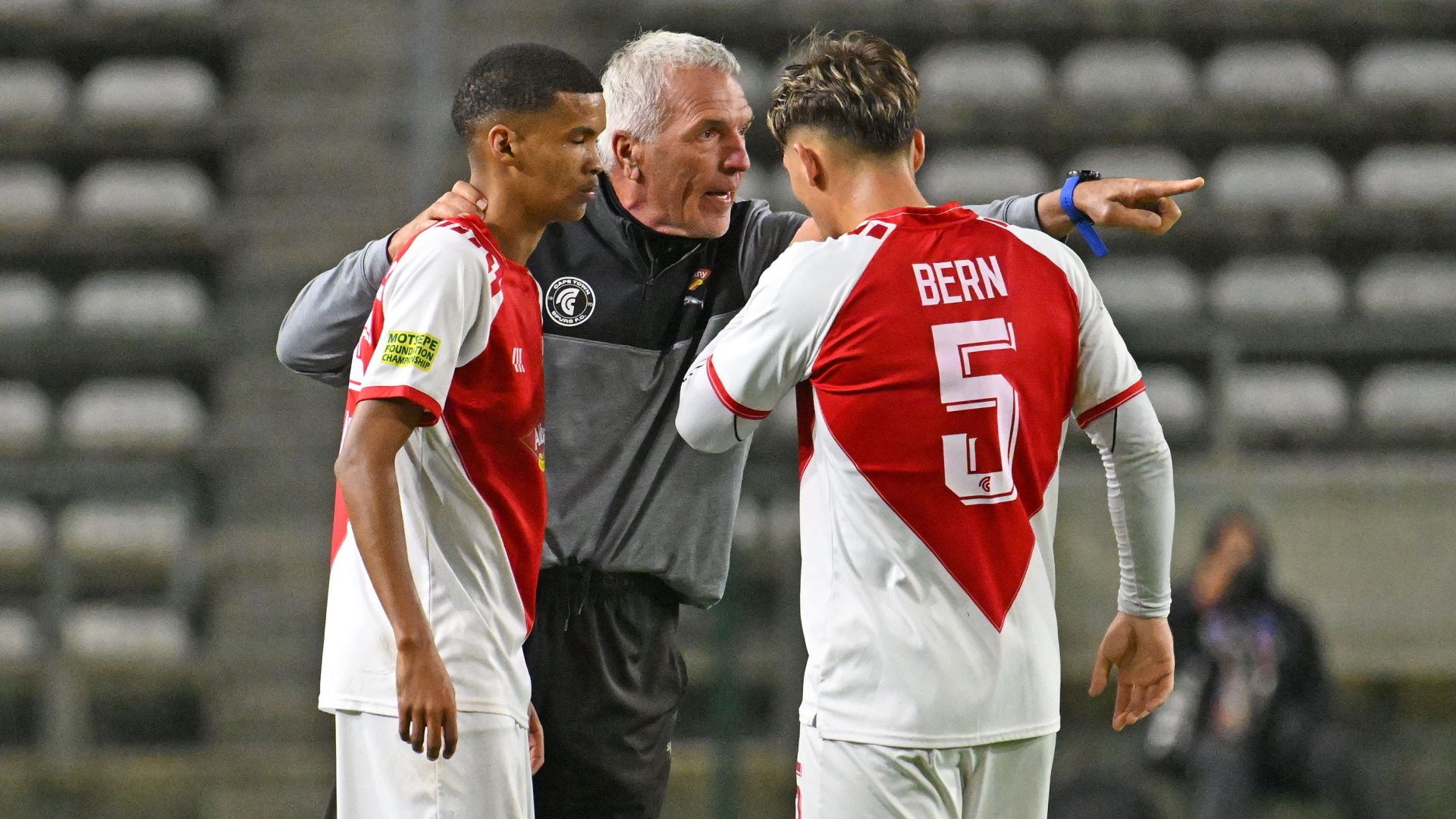 Denzel du Plessis, Ernst Middendorp & Liam Bern, Cape Town Spurs, May 2025