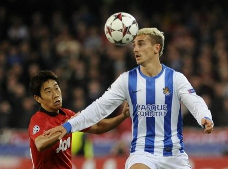 ANTOINE GRIEZMANN SHINJI KAGAWA REAL SOCIEDAD MANCHESTER UNITED CHAMPIONS LEAGUE 11052013