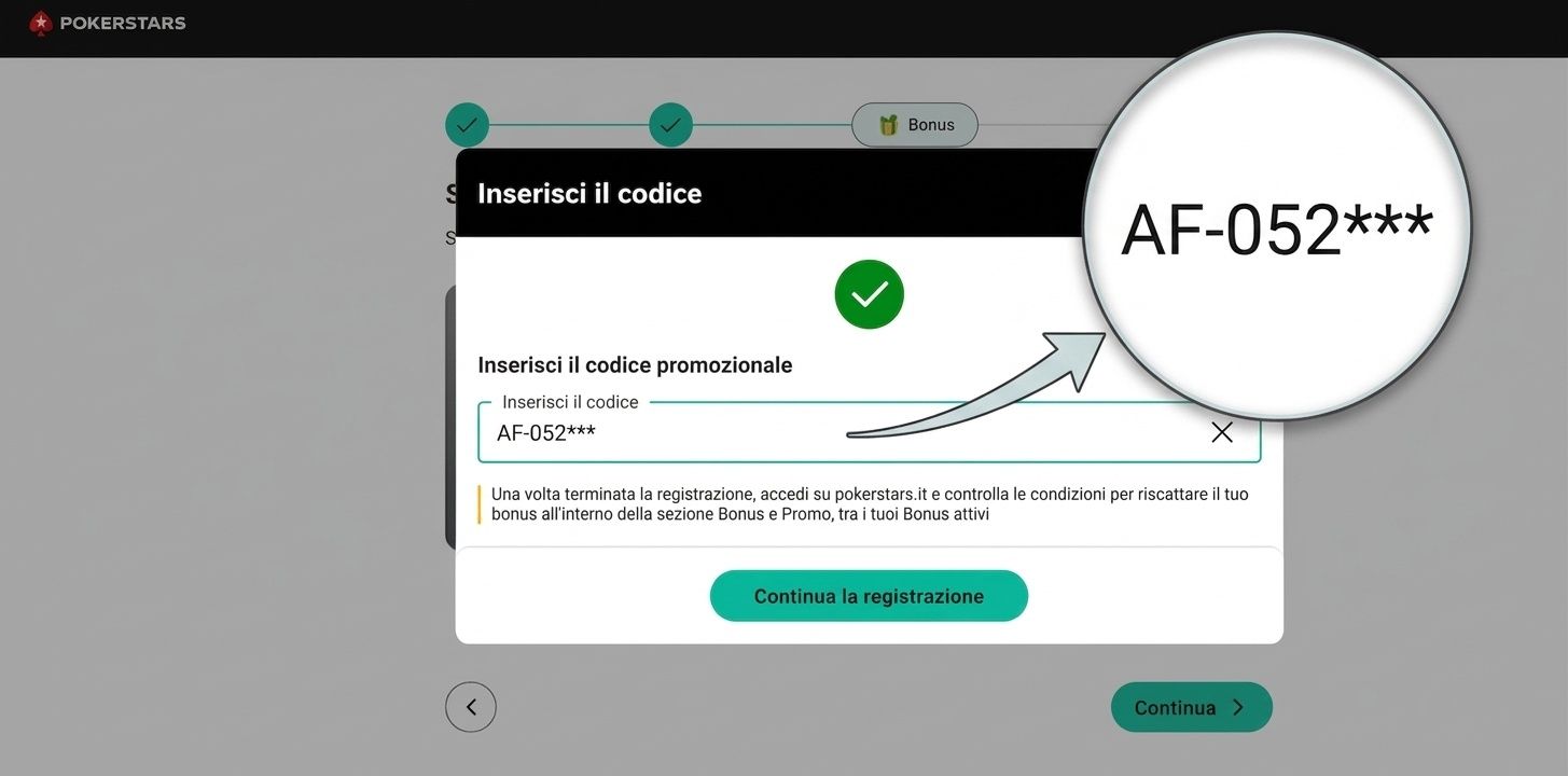 codice bonus pokerstars