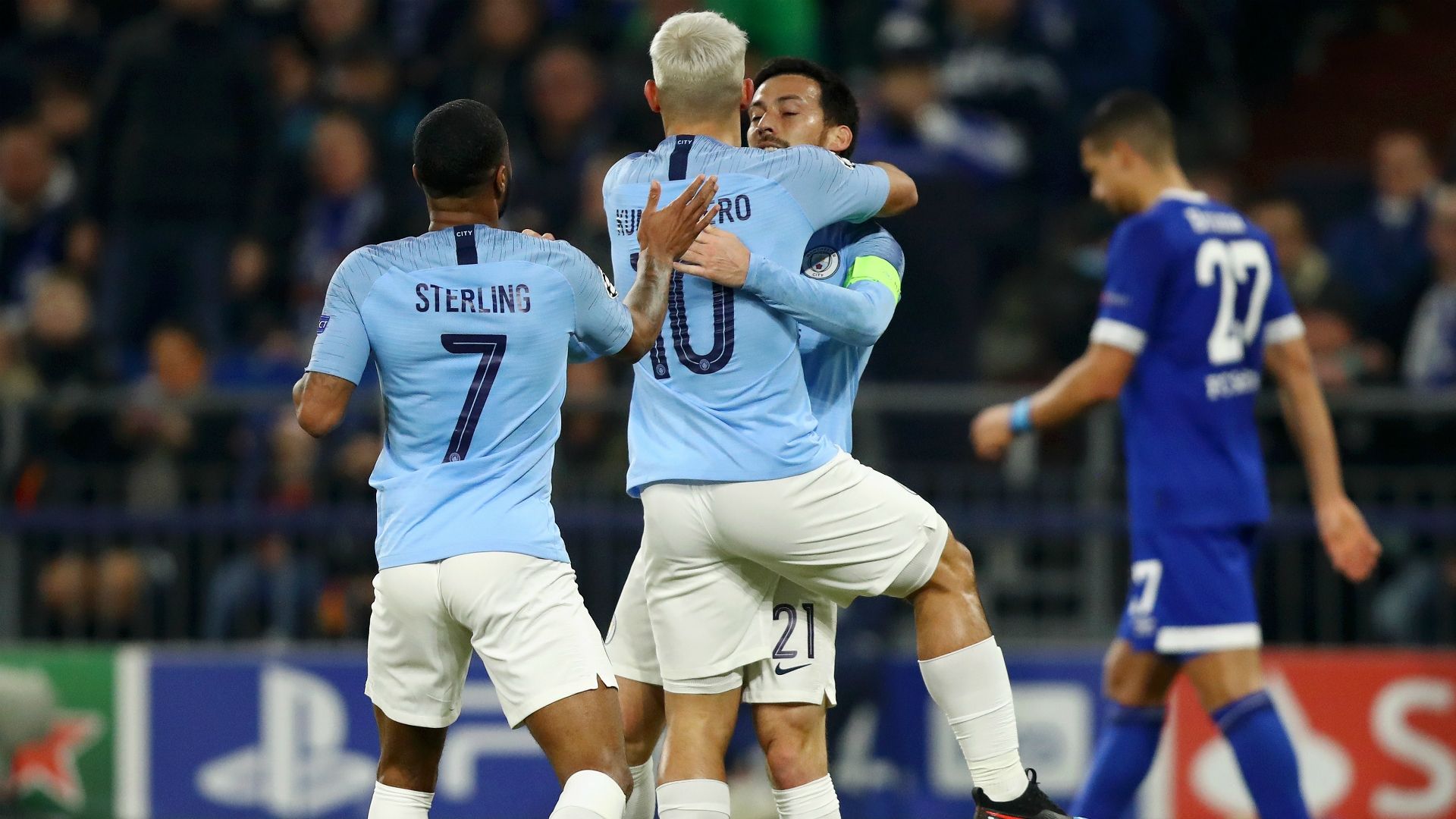 Manchester City celebrating Schalke 04 Manchester City Champions League