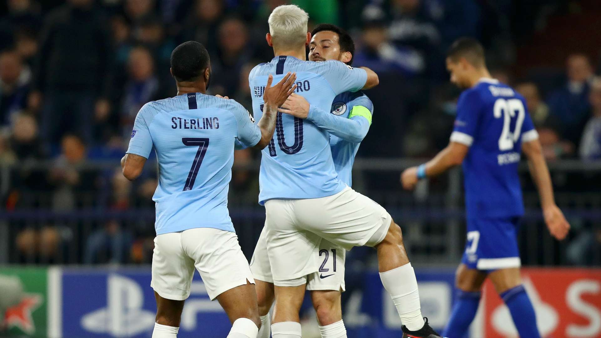 Manchester City celebrating Schalke 04 Manchester City Champions League