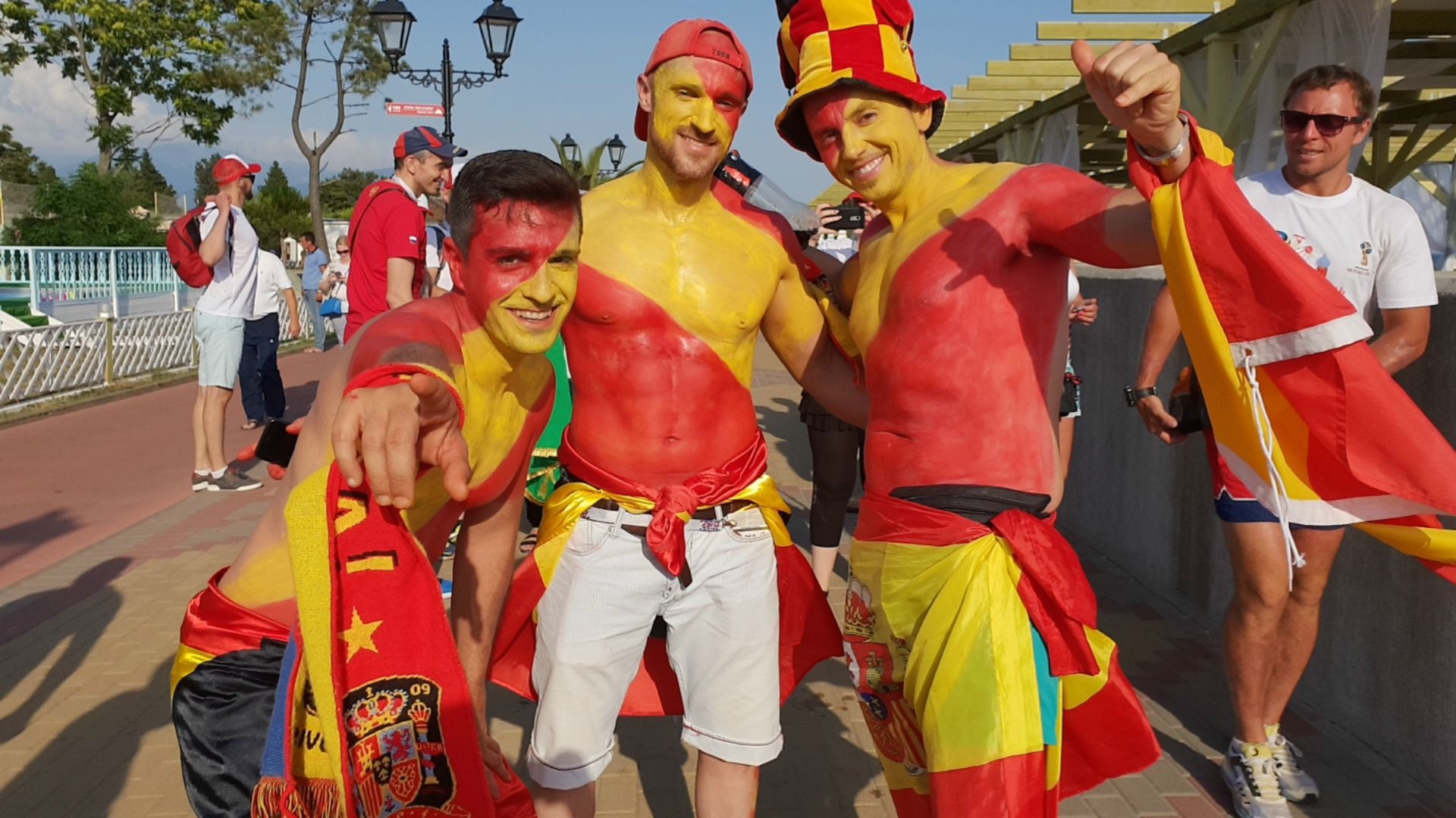 Spain fans in Sochi ahead the World Cup game against Portugal
