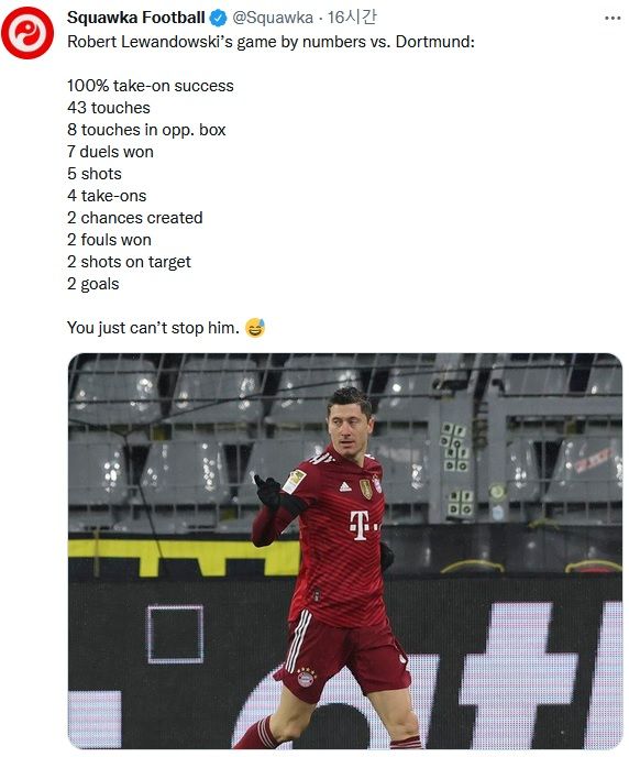 레반도프스키 스탯 vs 도르트문트