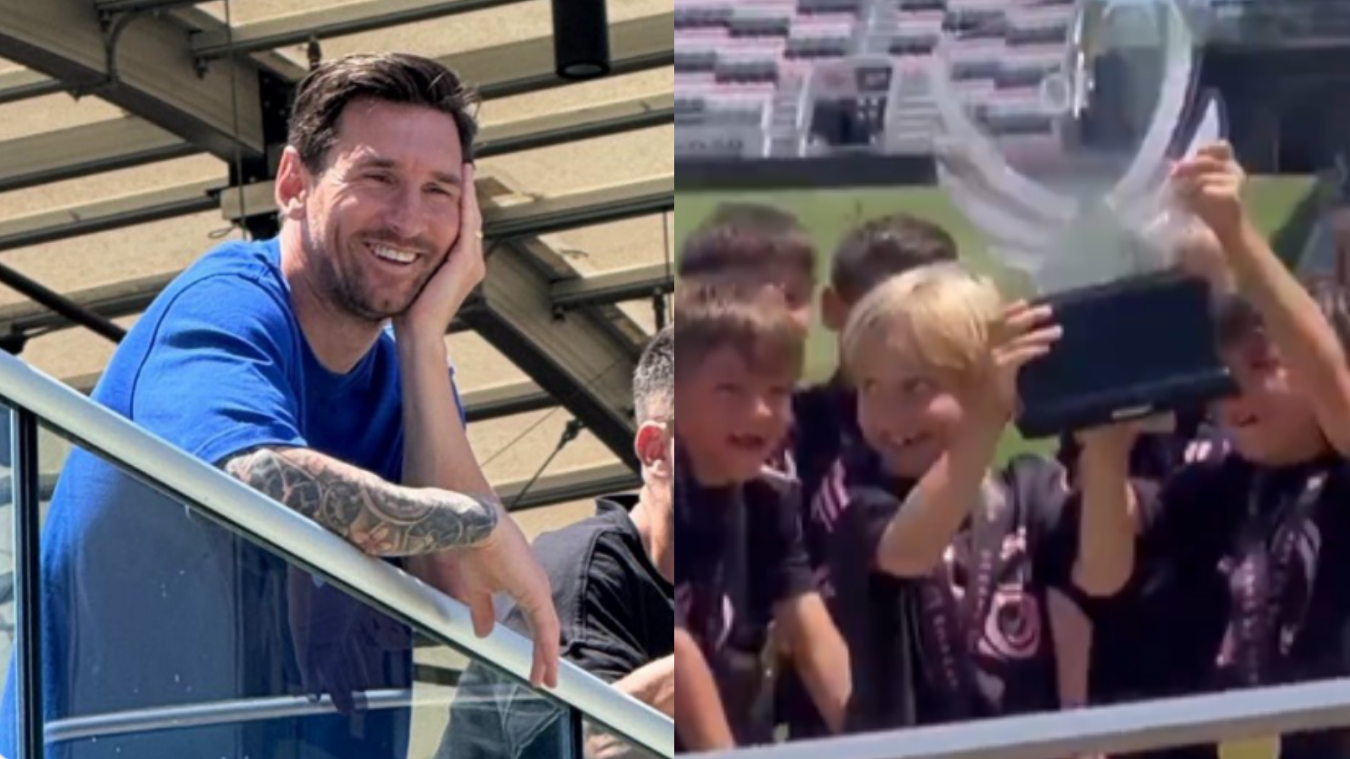 Lionel Messi beams with pride as his sons Ciro & Thiago both lift the Dreams Cup with Inter Miami academy teams | Goal.com UK