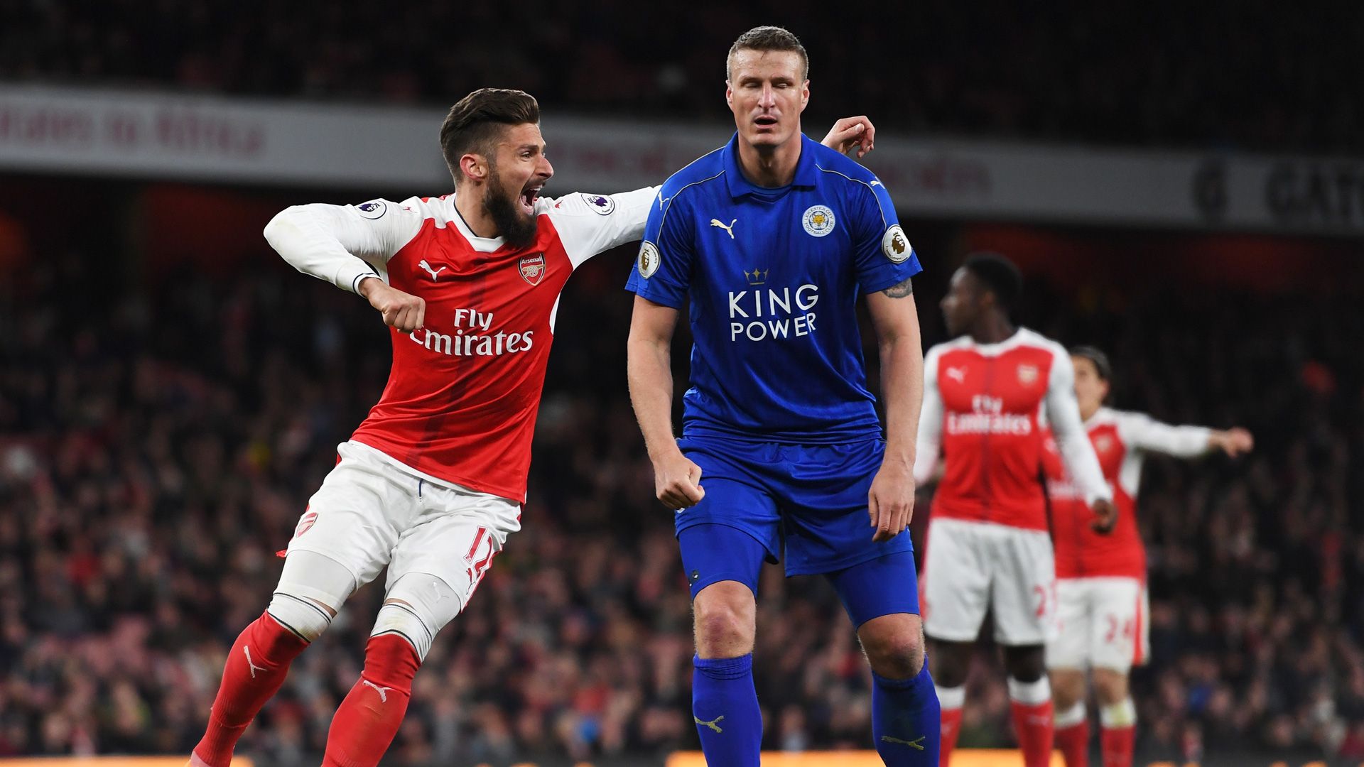 Robert Huth Olivier Giroud Arsenal Leicester 26042017