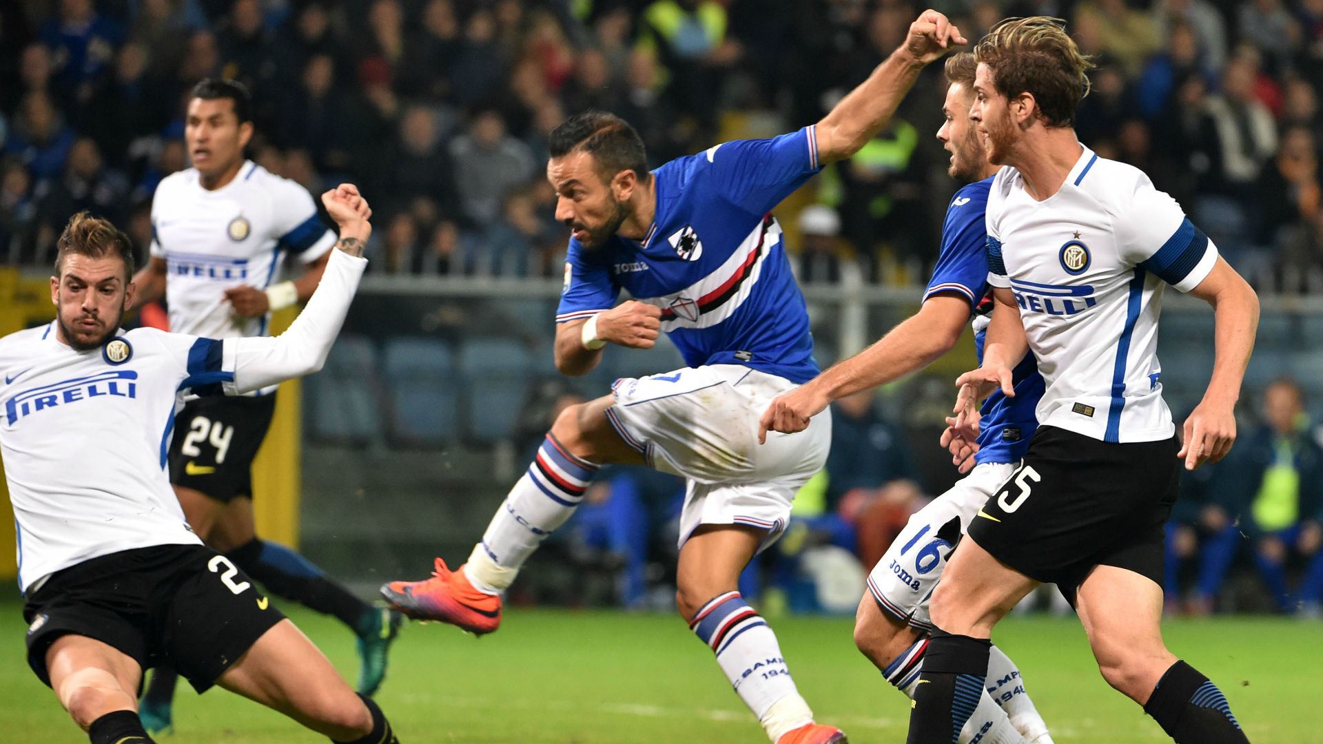 Fabio Quagliarella scores Sampdoria Inter Serie A 30102016