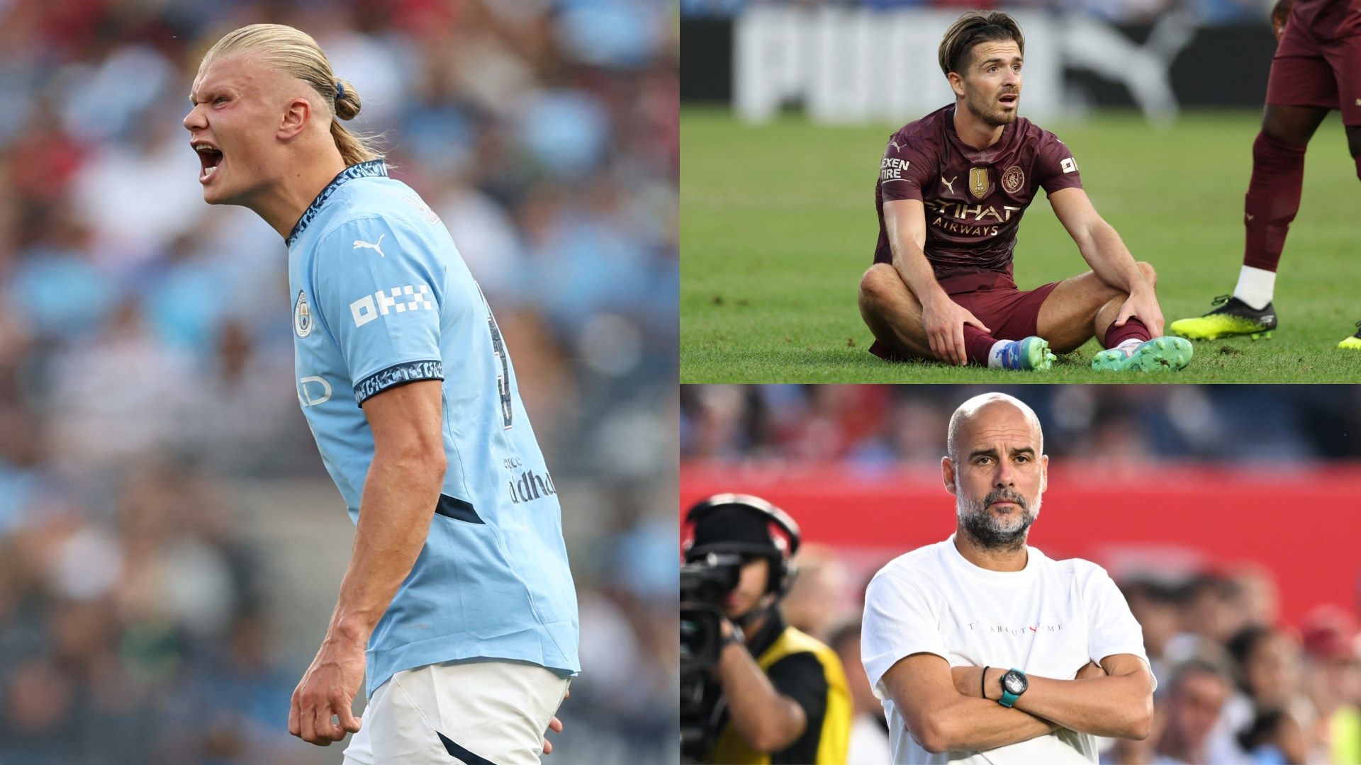 Haaland Grealish Guardiola Man City GFX