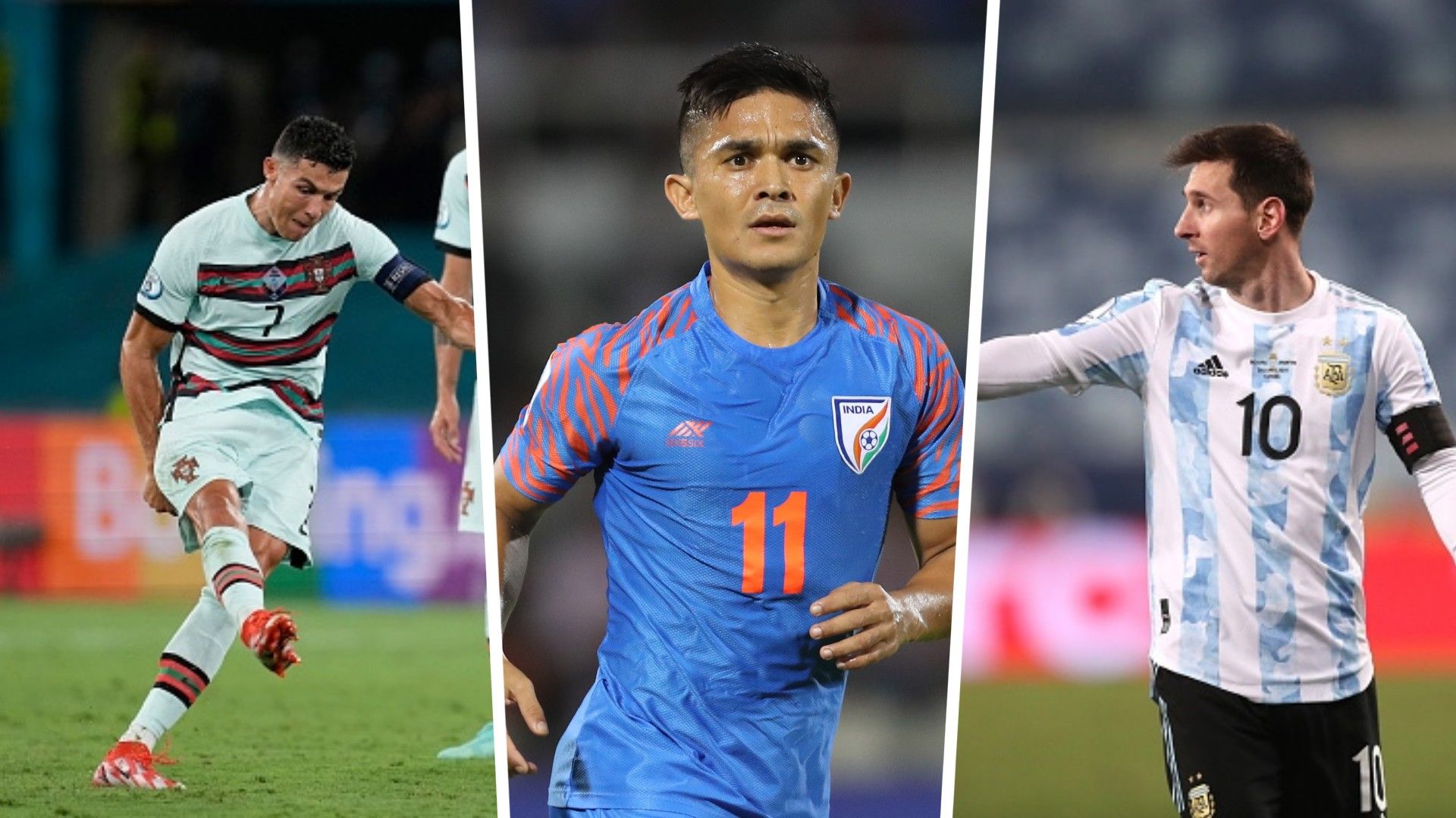 Cristiano Ronaldo, Sunil Chhetri, Lionel Messi