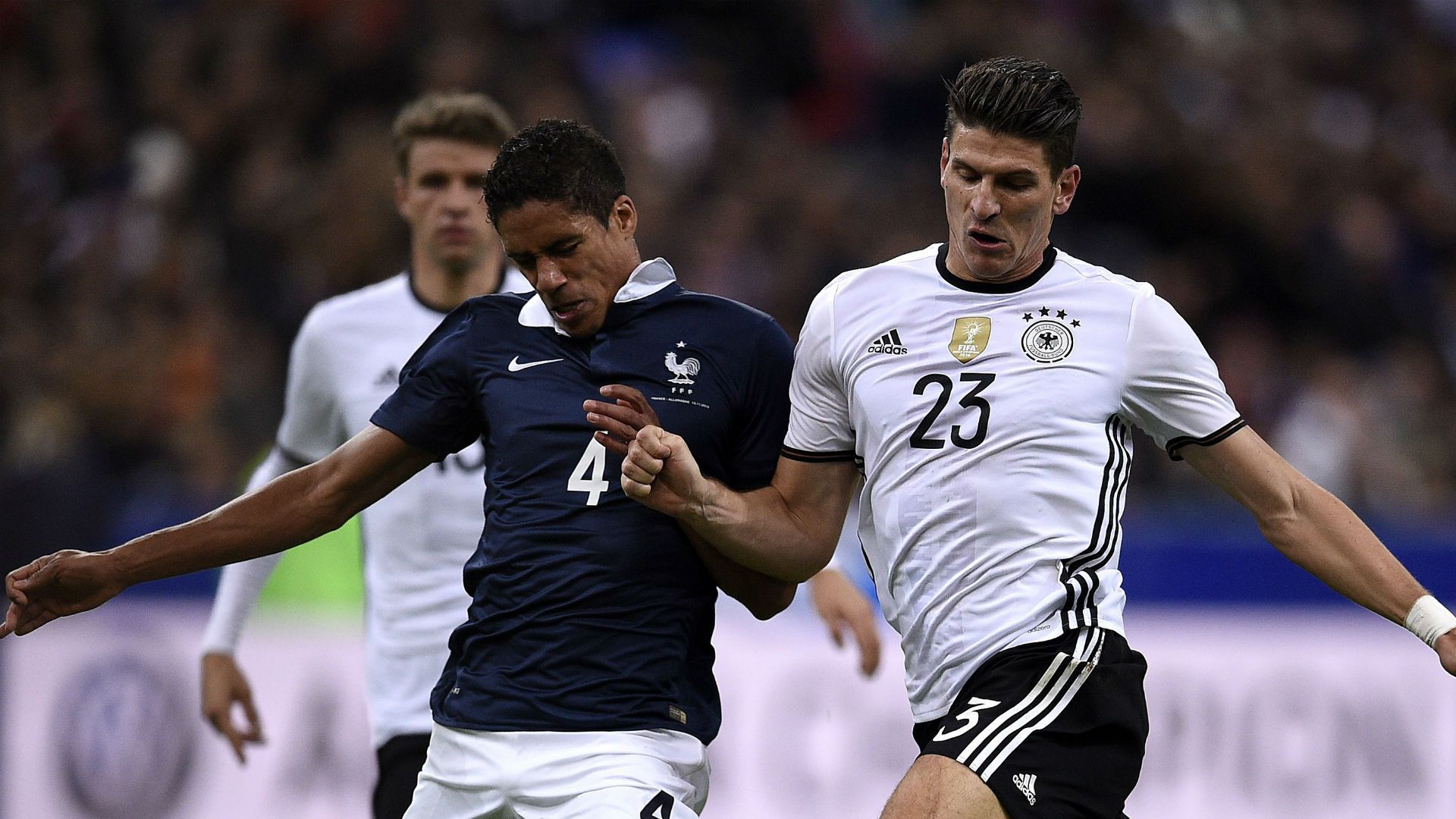 Raphael Varane Mario Gomez France Germany International Friendly 13112015