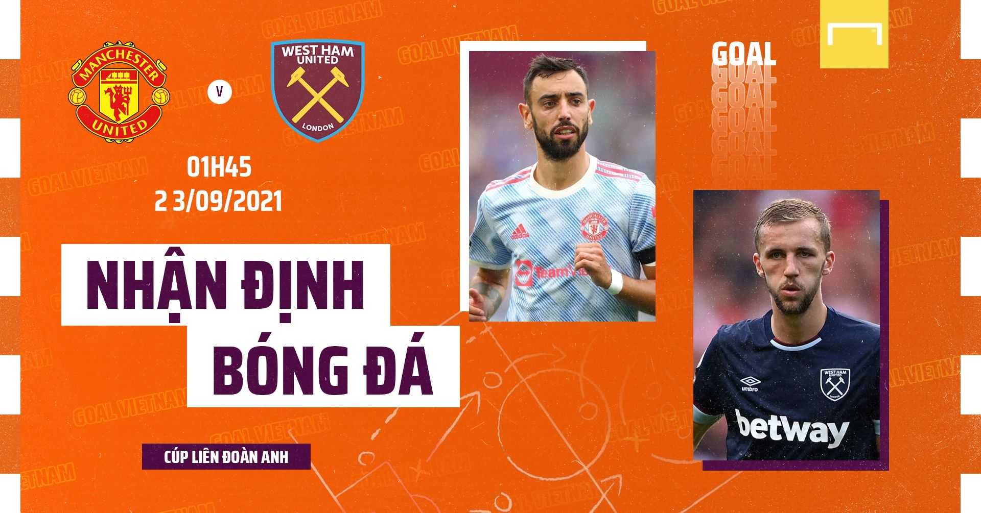 Manchester United vs West Ham Carabao Cup 2021/22 GFX