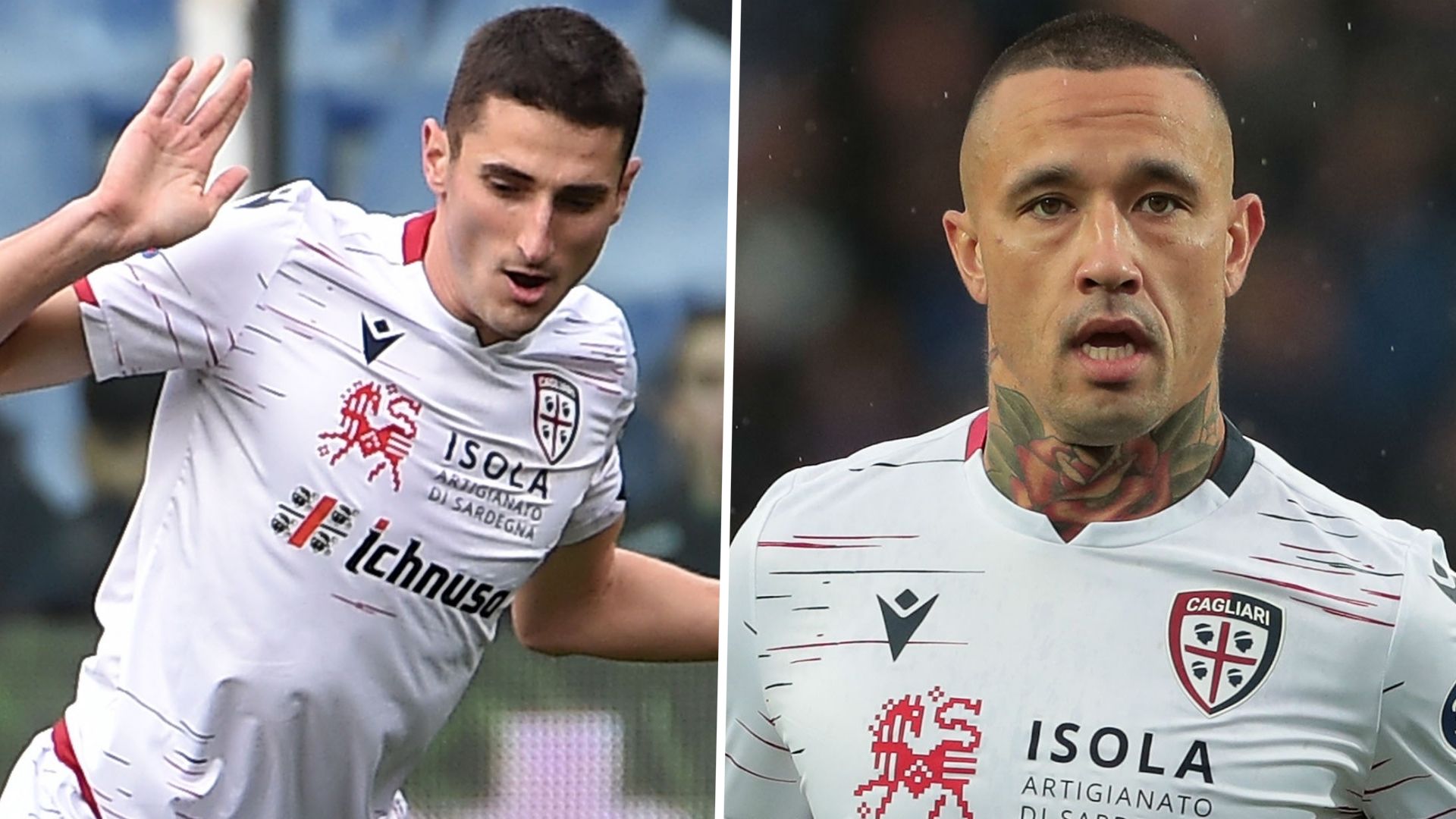 Federico Mattiello Radja Nainggolan collage Cagliari Serie A