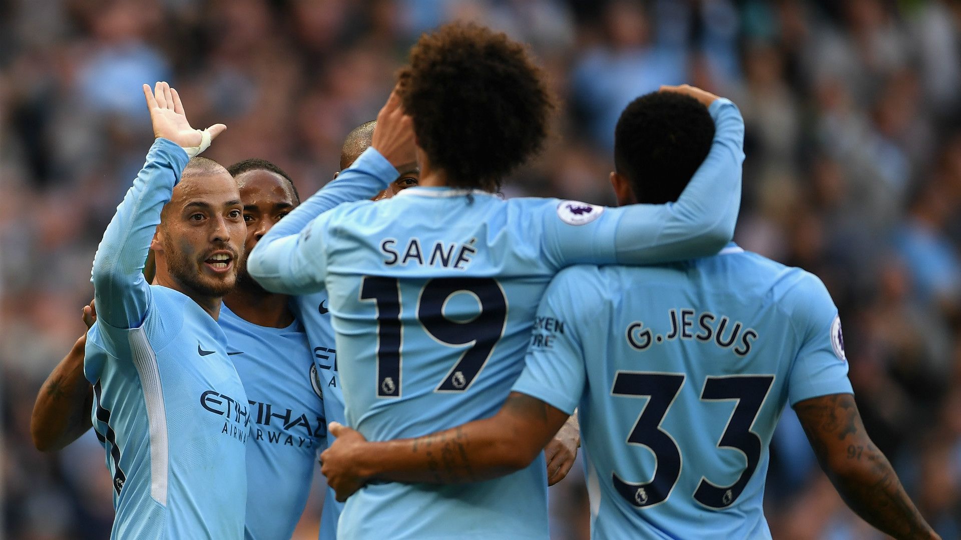 Manchester City celebrates Stoke City Premier League