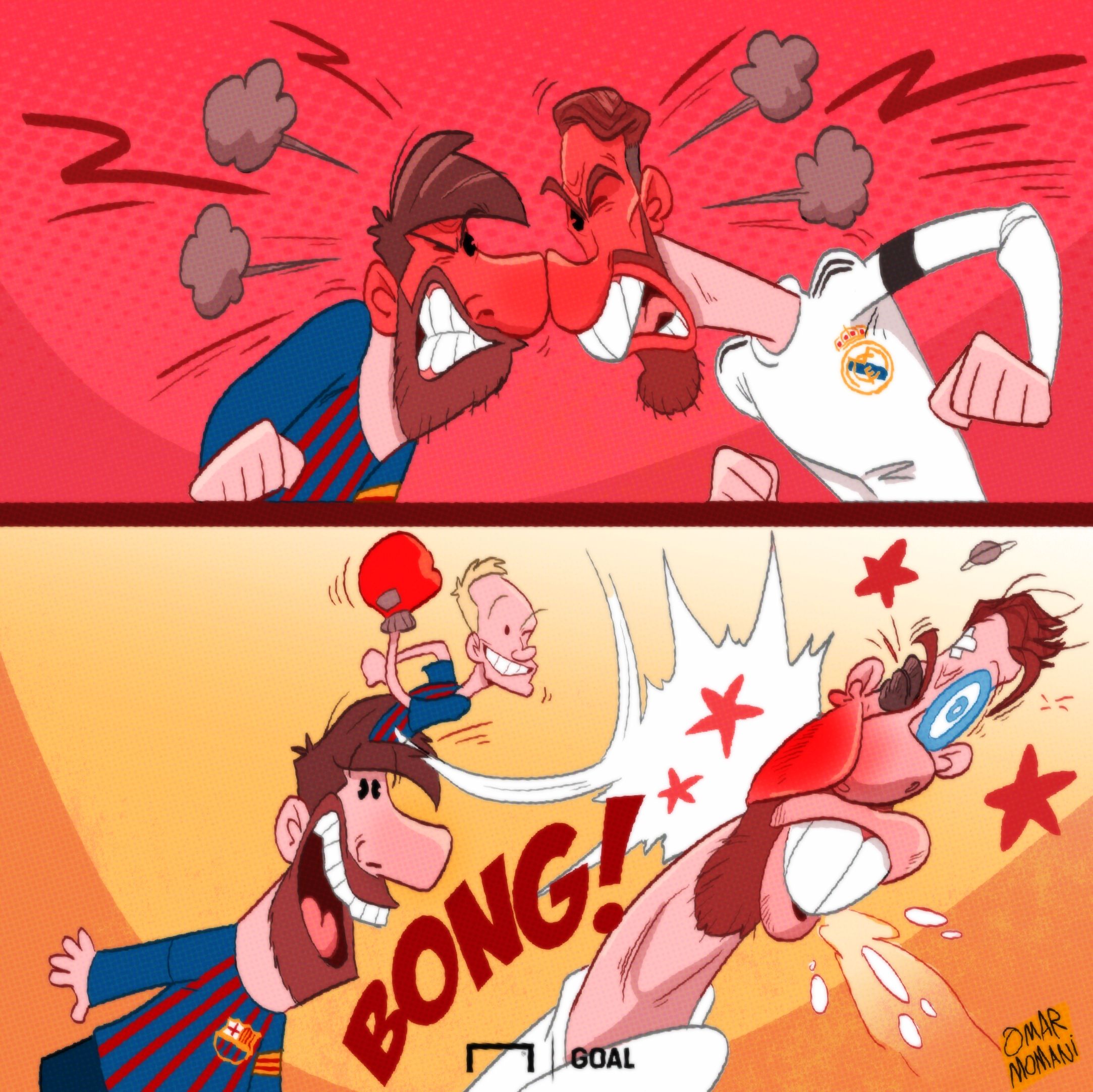 Lionel Messi Ivan Rakitic Sergio Ramos El Clasico cartoon