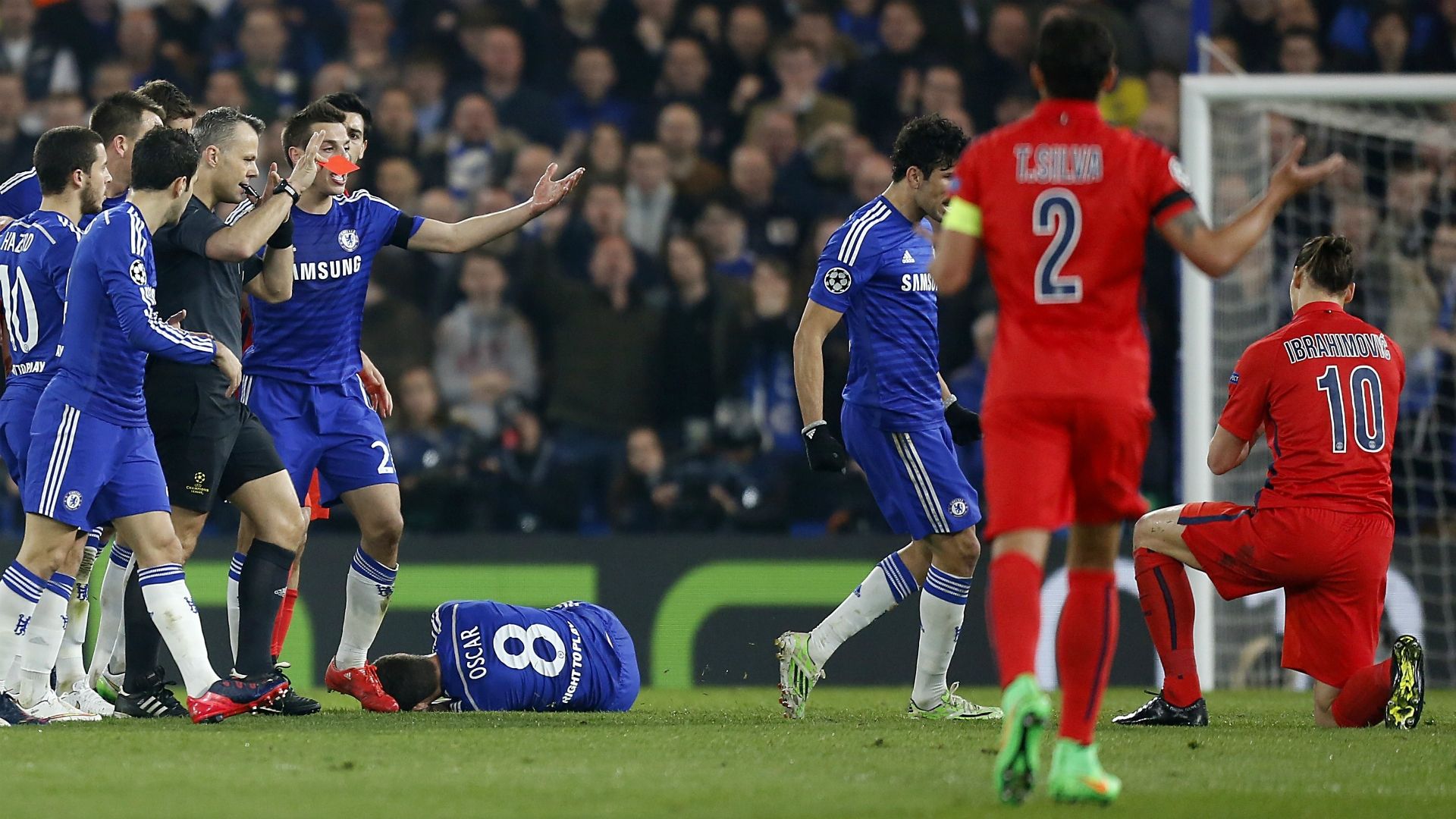 Zlatan Ibrahimovic red card Chelsea PSG 11032015