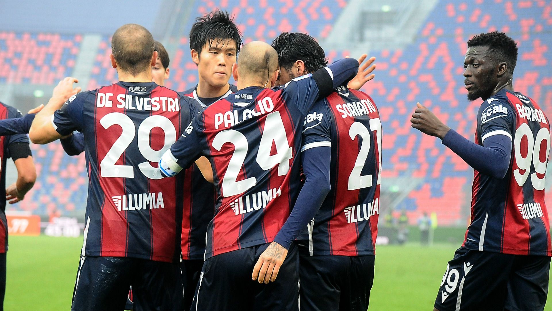Bologna celebrating Serie A
