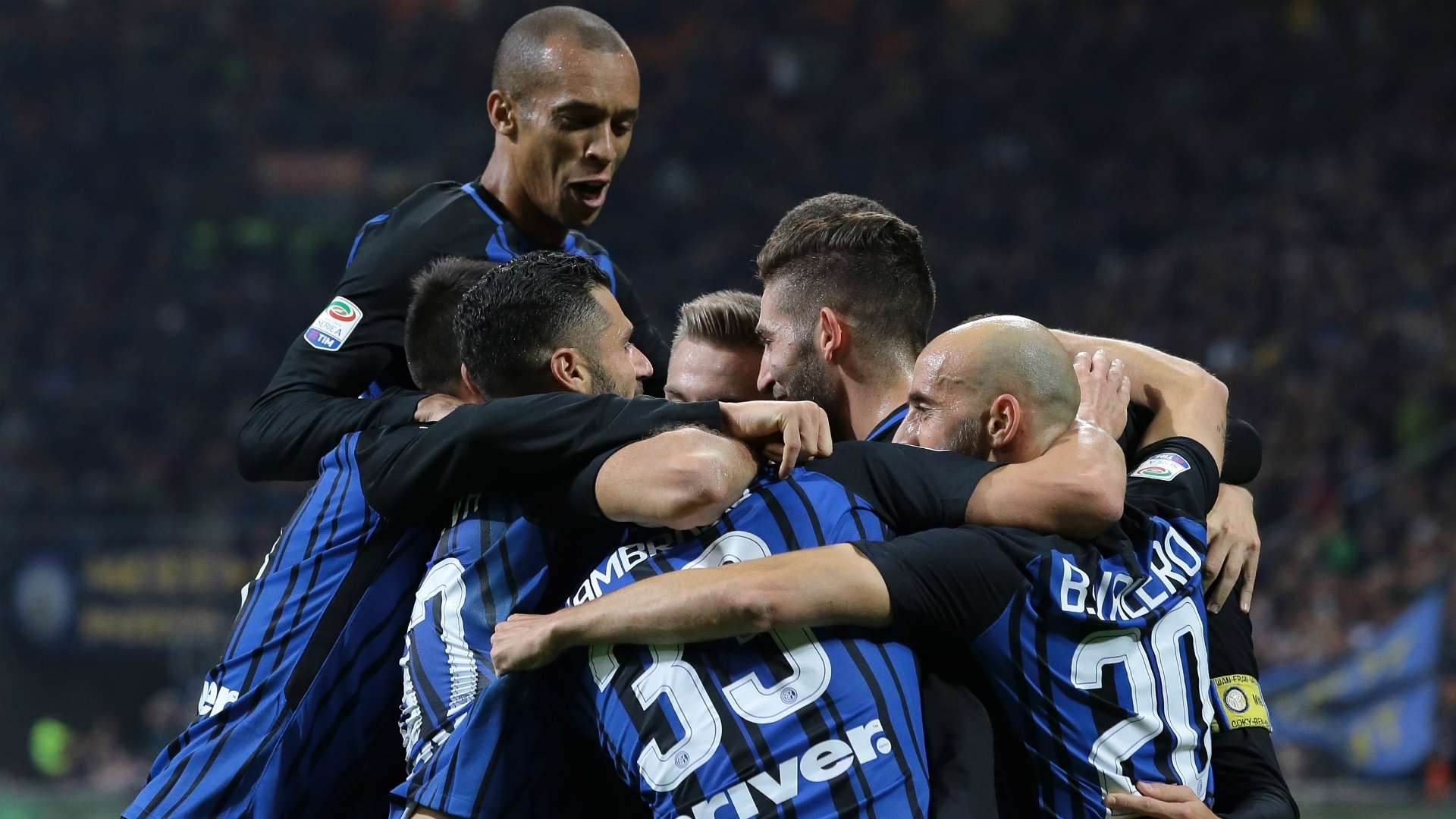 Inter celebrating Inter Sampdoria Serie A