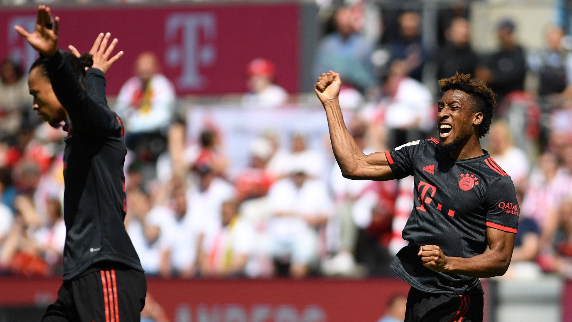 GERMANY ONLY: LEROY SANE KINGSLEY COMAN BAYERN MÜNCHEN BUNDESLIGA 27052023