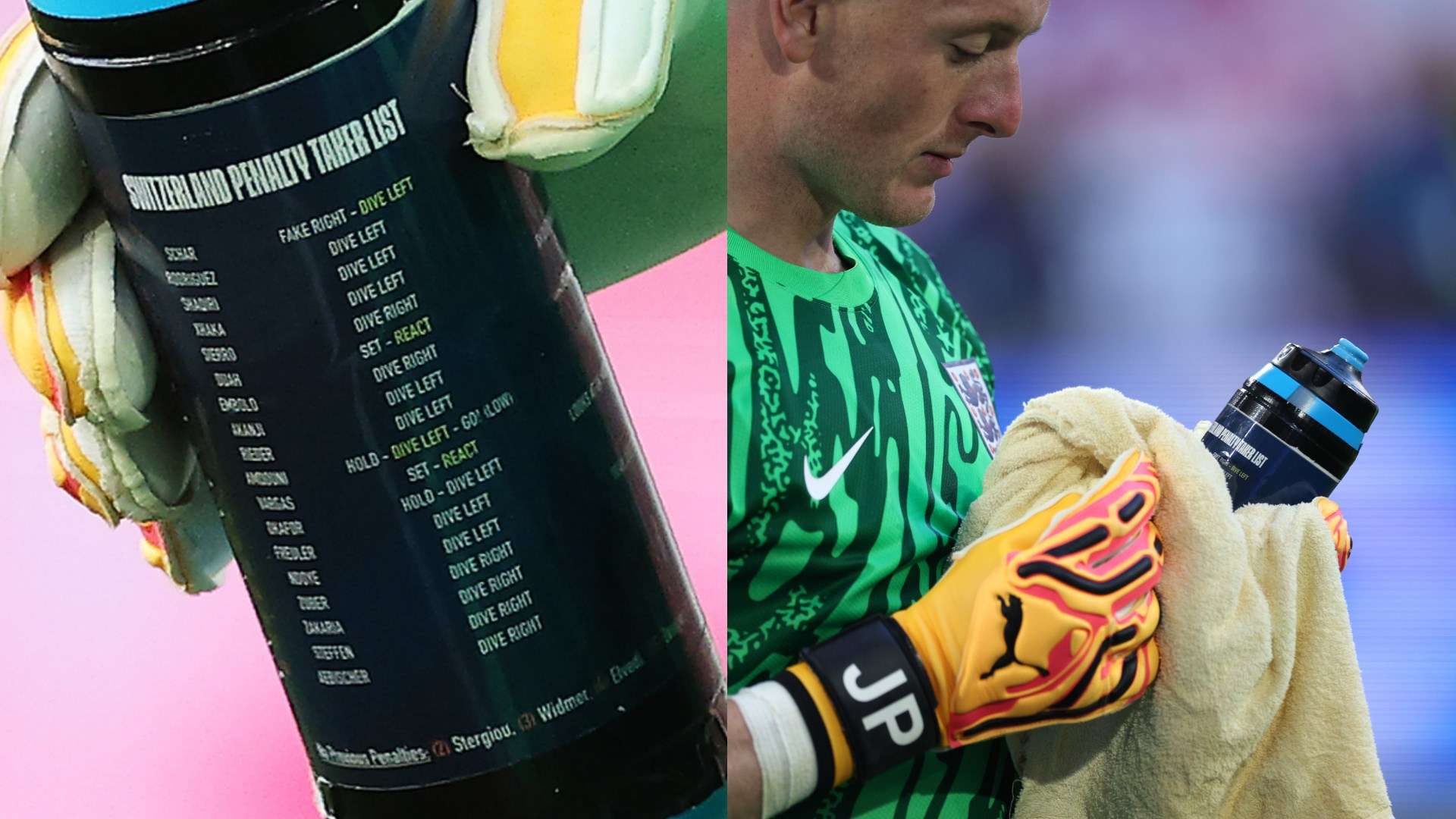 Pickford penalties bottle England Switzerland Euro 2024