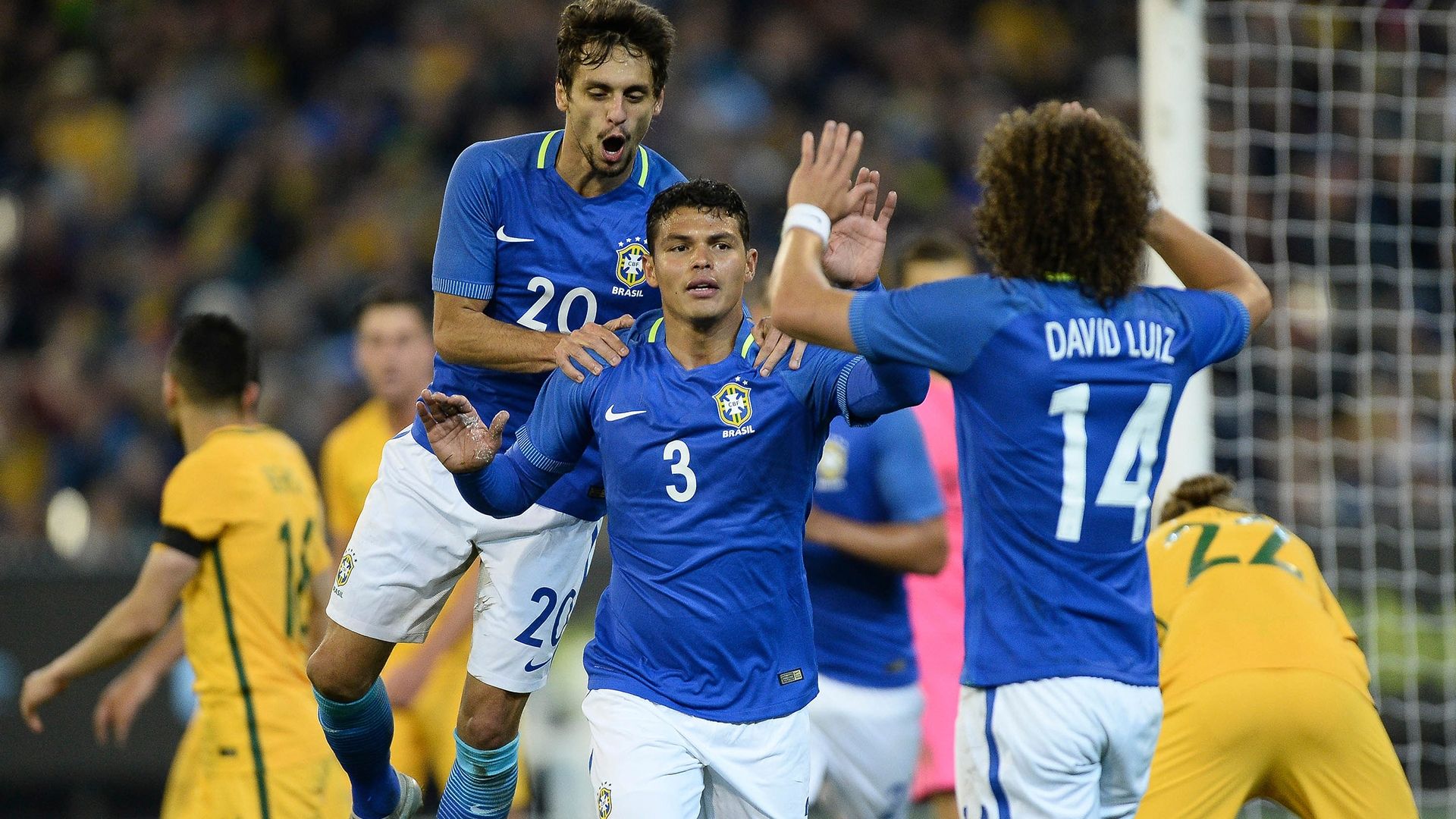 Thiago Silva, David Luiz e Rodrigo Caio Brasil x Austrália 13 06 17