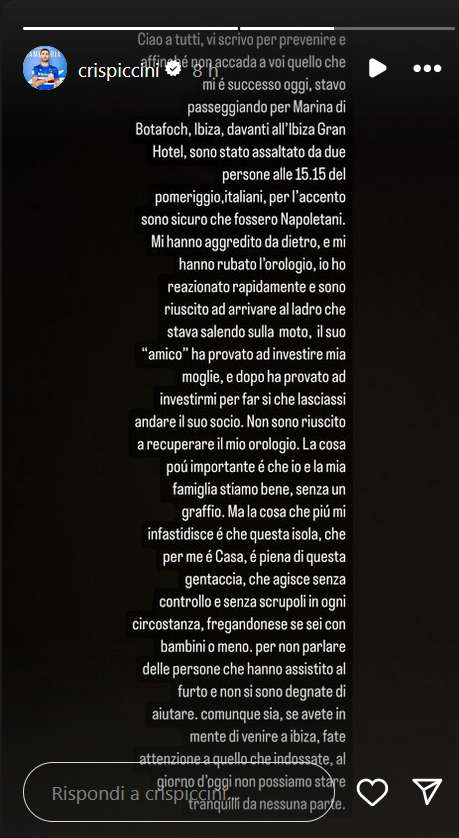 Cristiano Piccini story Instagram