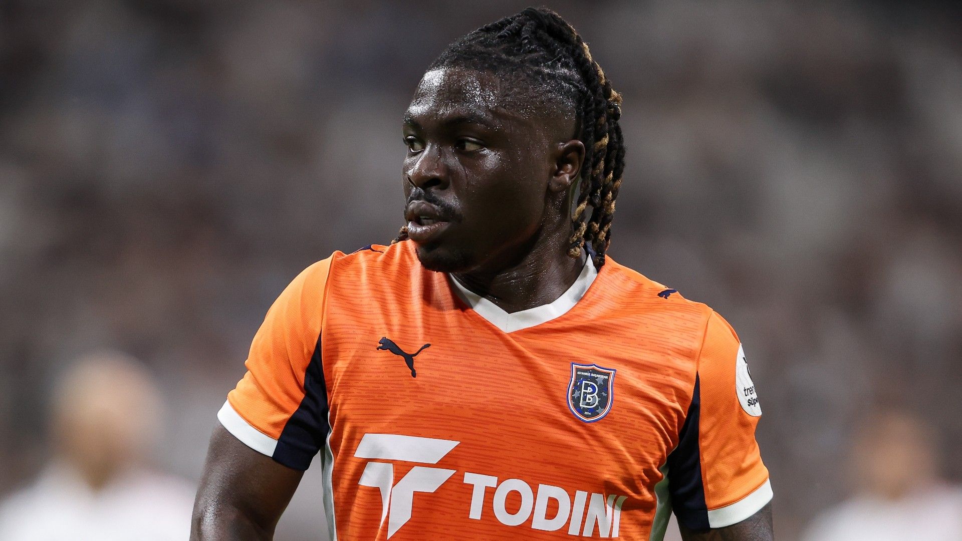 Festy Ebosele of Basaksehir looks on