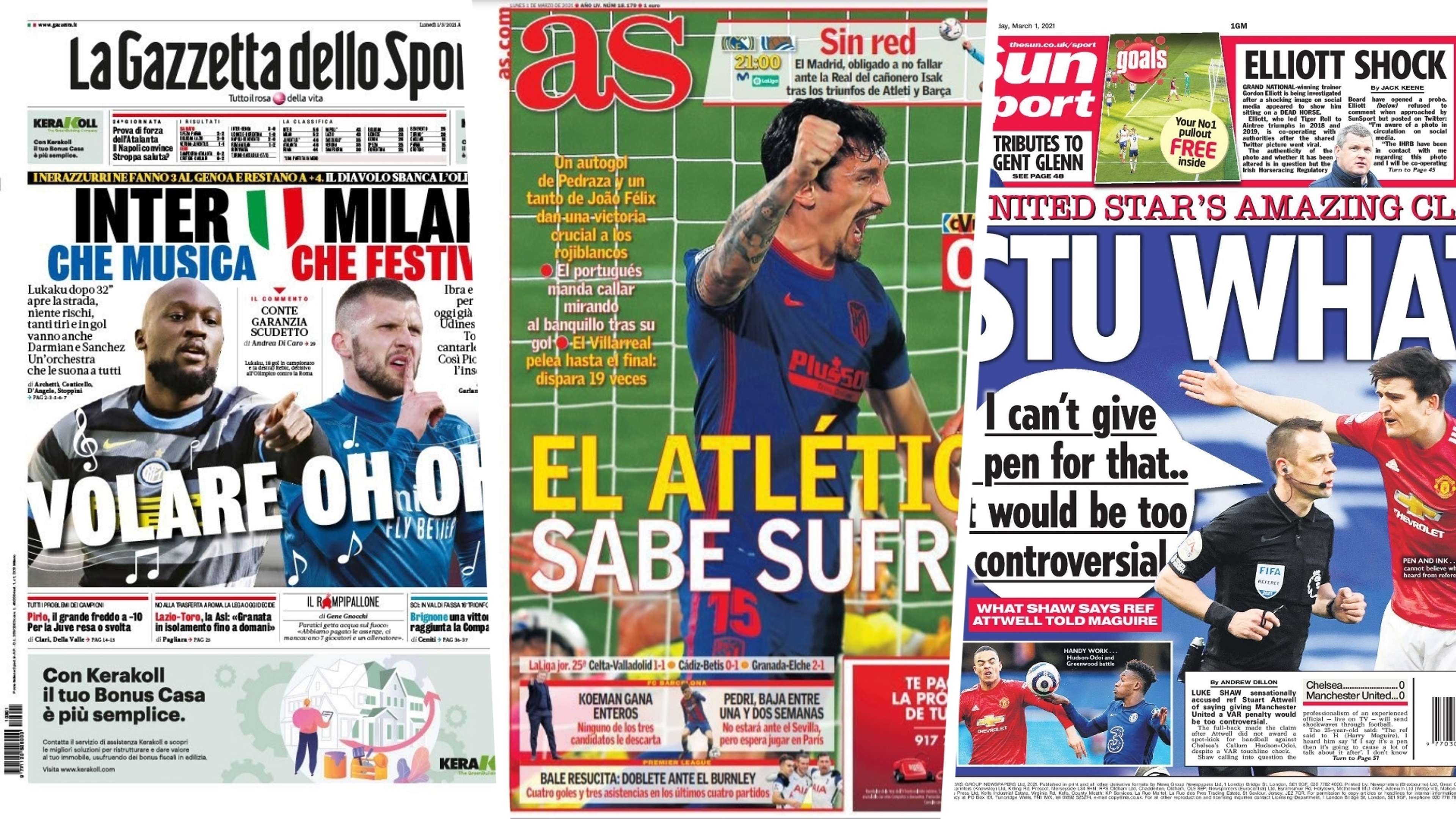 1 March newspapers