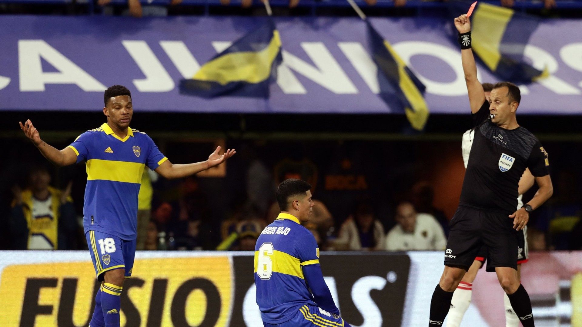 Marcos Rojo Boca Juniors River Plate red card 2022
