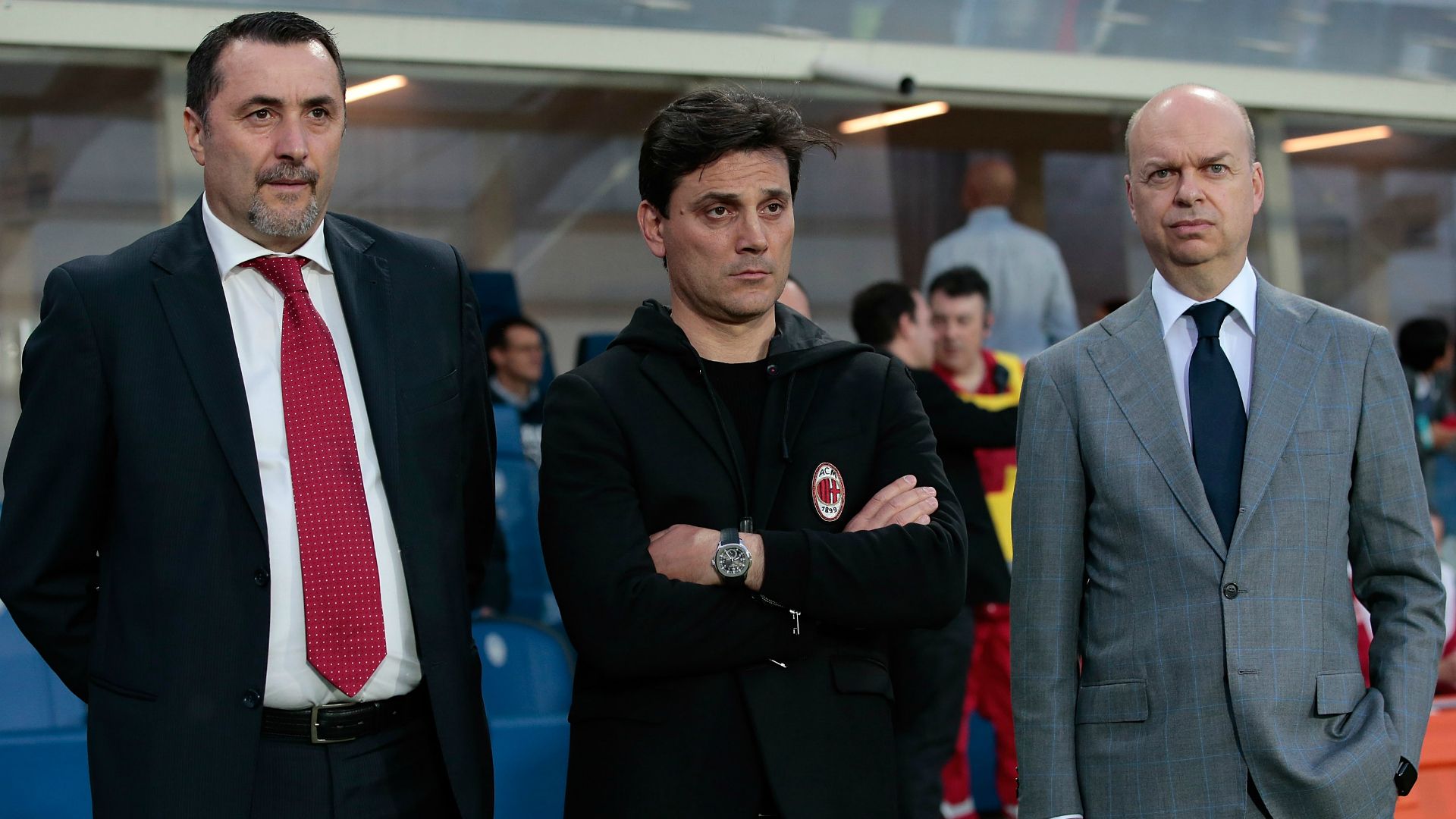 Vincenzo Montella with Mirabelli and Fassone Milan Serie A 2016-17