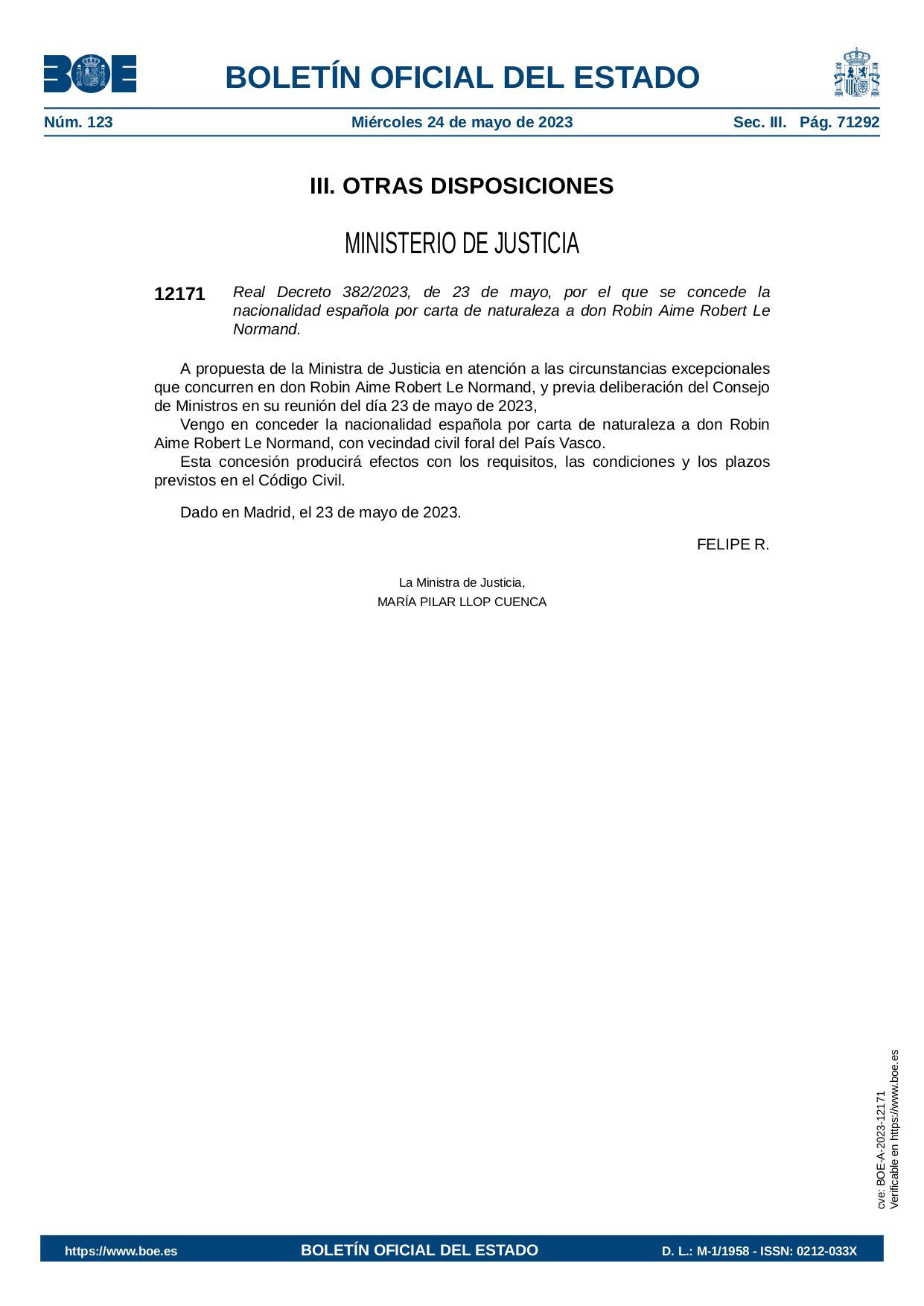 Robin Le Normand naturalisation